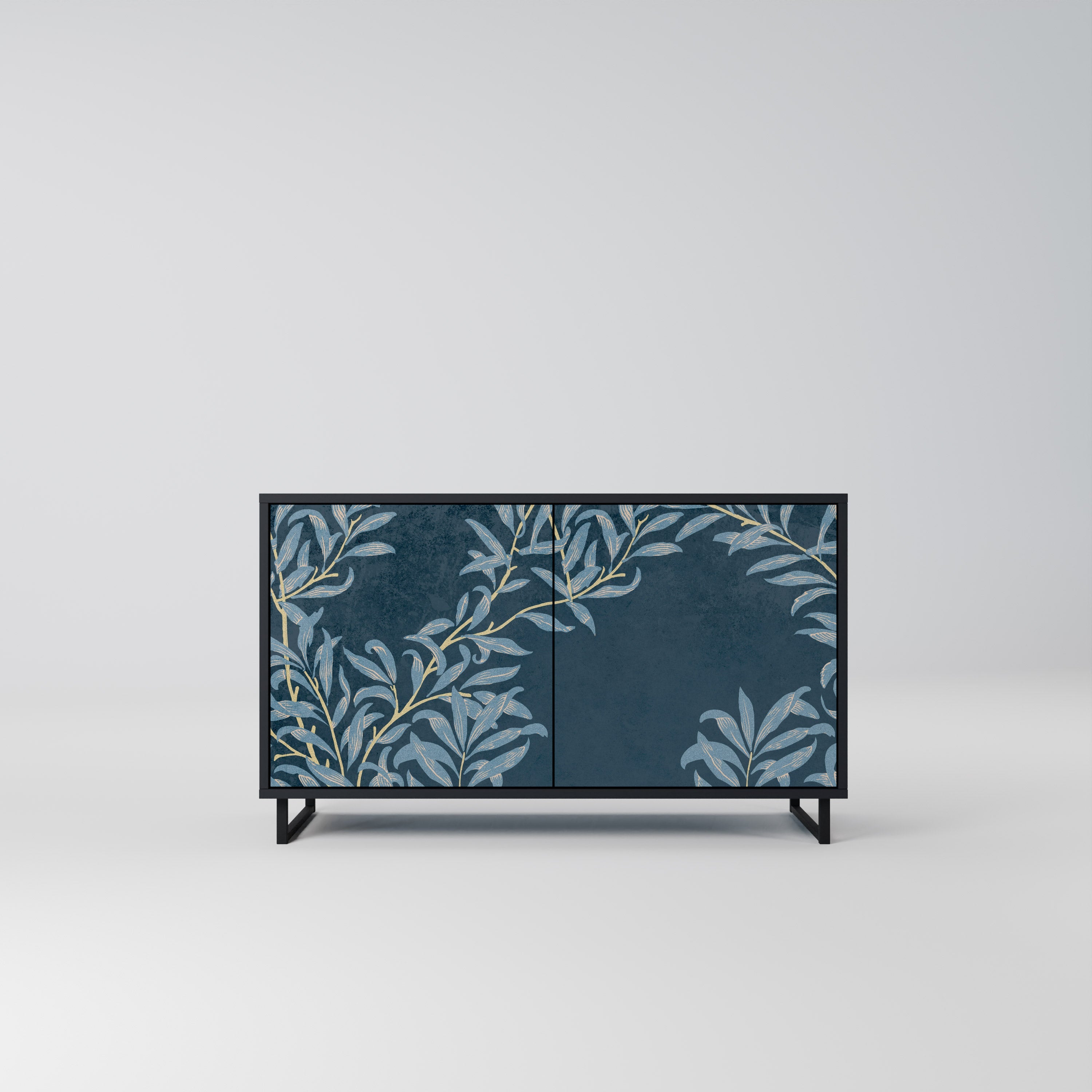 BLUE LEAVES Sideboard mit 2 Türen in Schwarz
