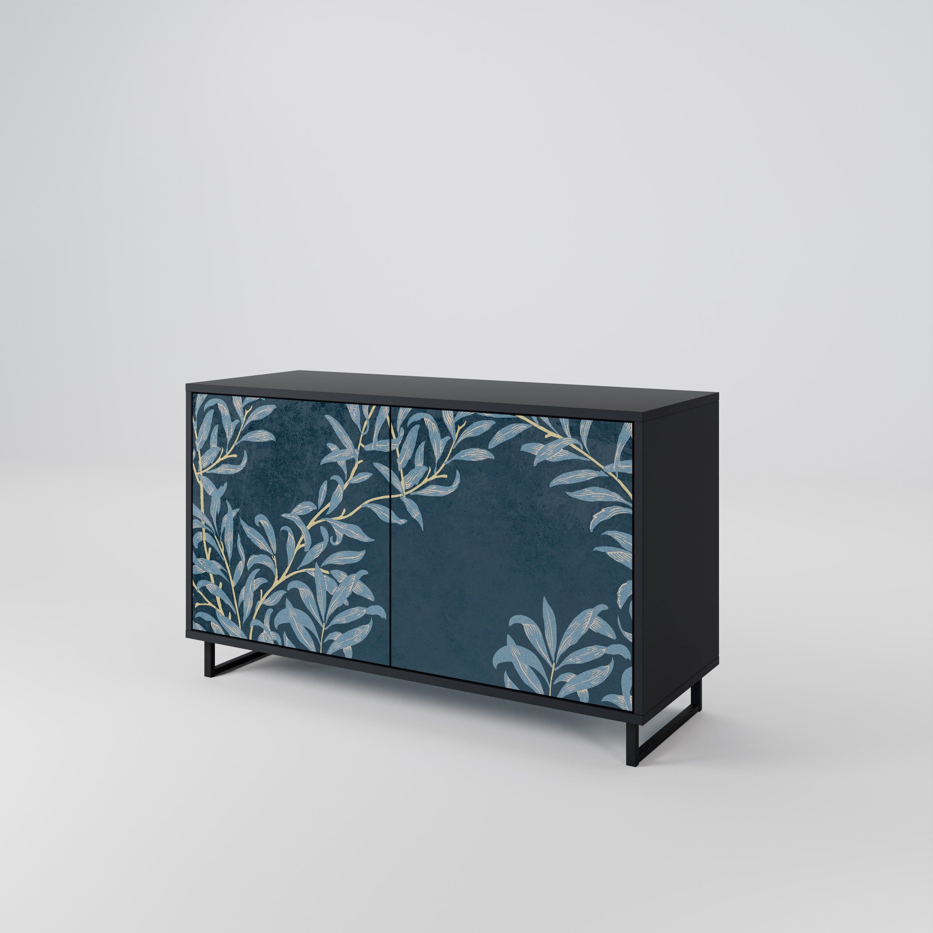 BLUE LEAVES Sideboard mit 2 Türen in Schwarz