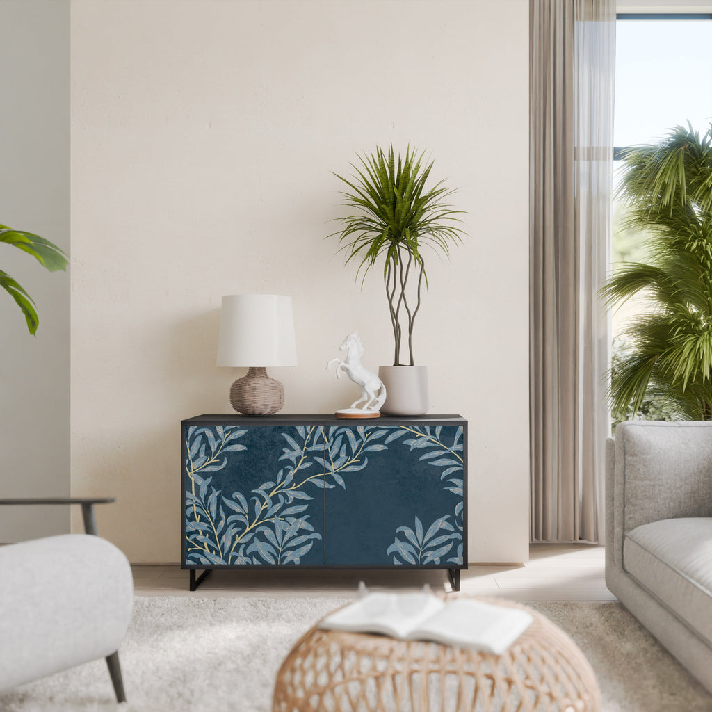 BLUE LEAVES Sideboard mit 2 Türen in Schwarz