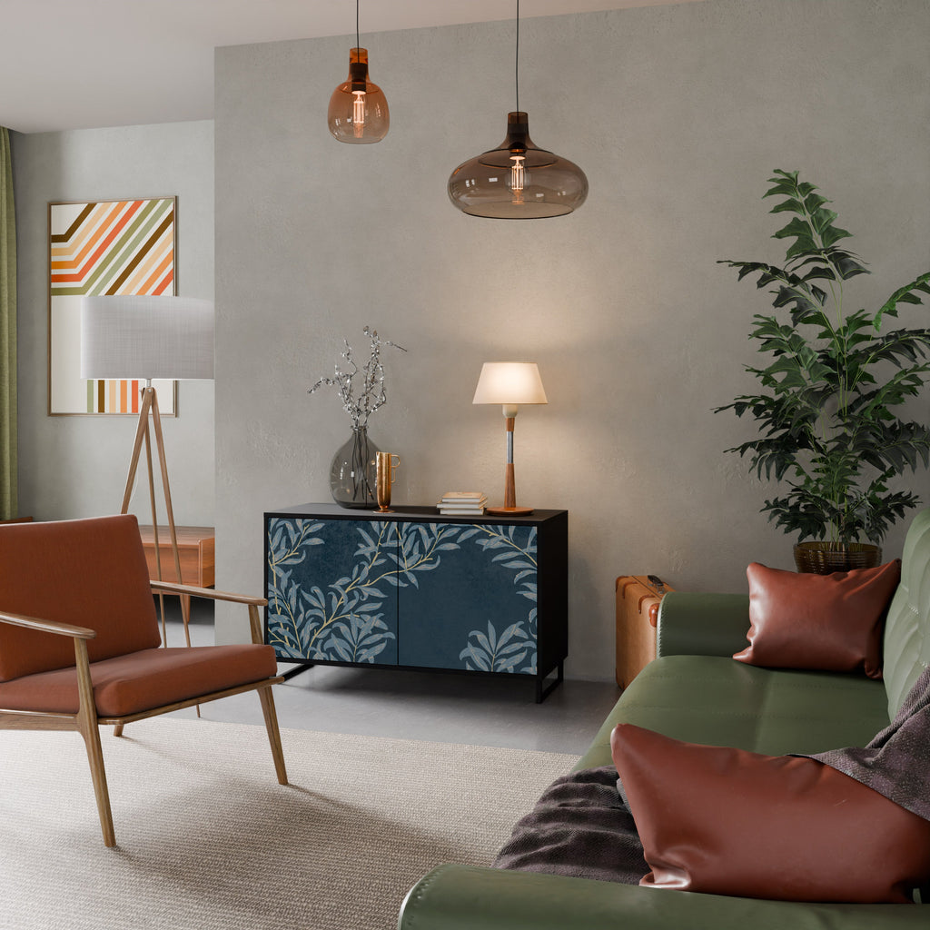 BLUE LEAVES Sideboard mit 2 Türen in Schwarz