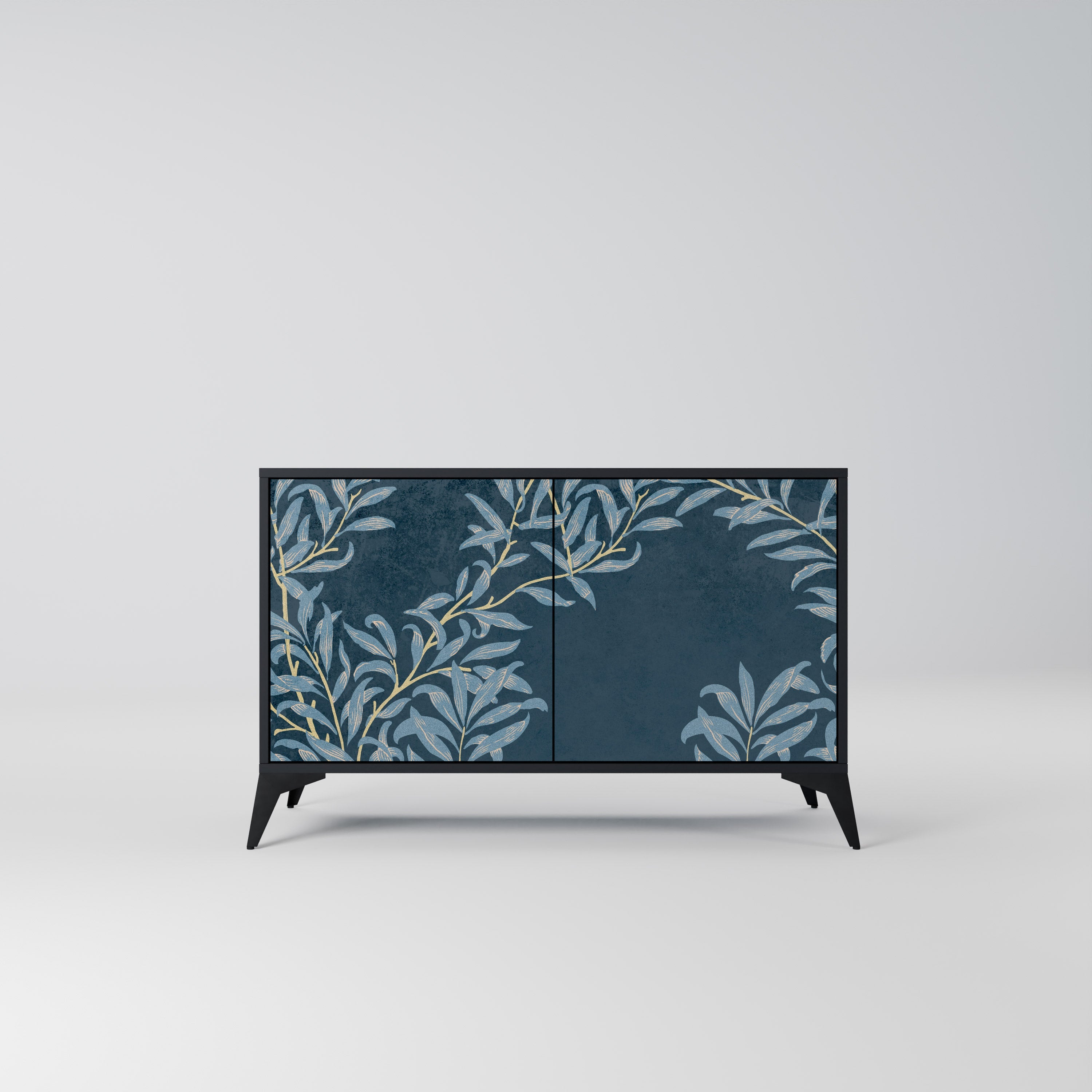BLUE LEAVES Sideboard mit 2 Türen in Schwarz