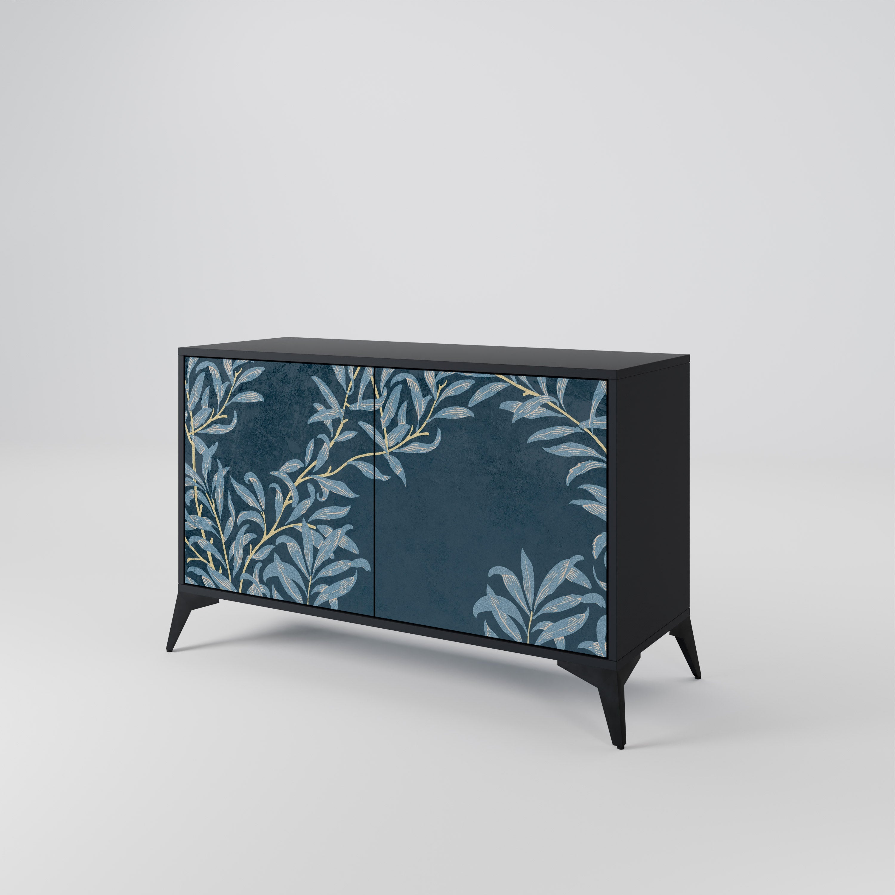 BLUE LEAVES Sideboard mit 2 Türen in Schwarz