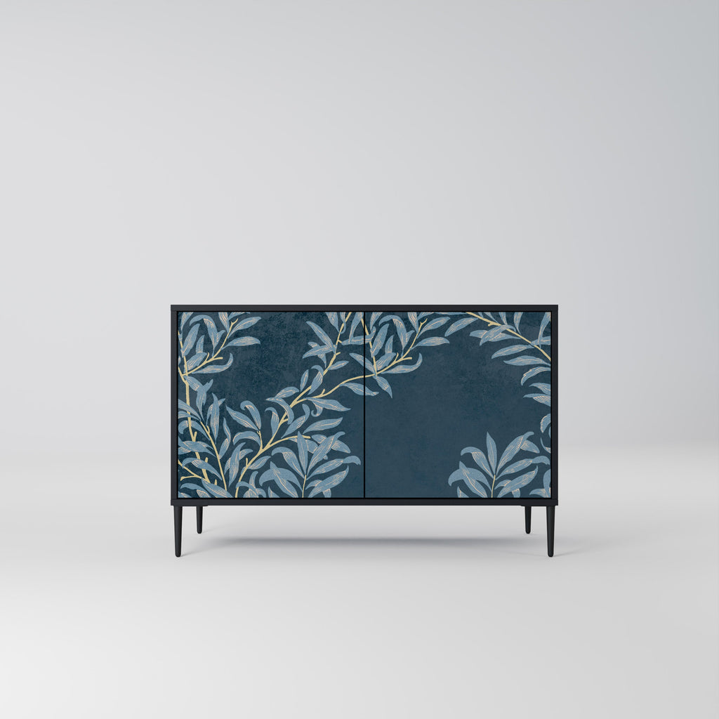 BLUE LEAVES Sideboard mit 2 Türen in Schwarz