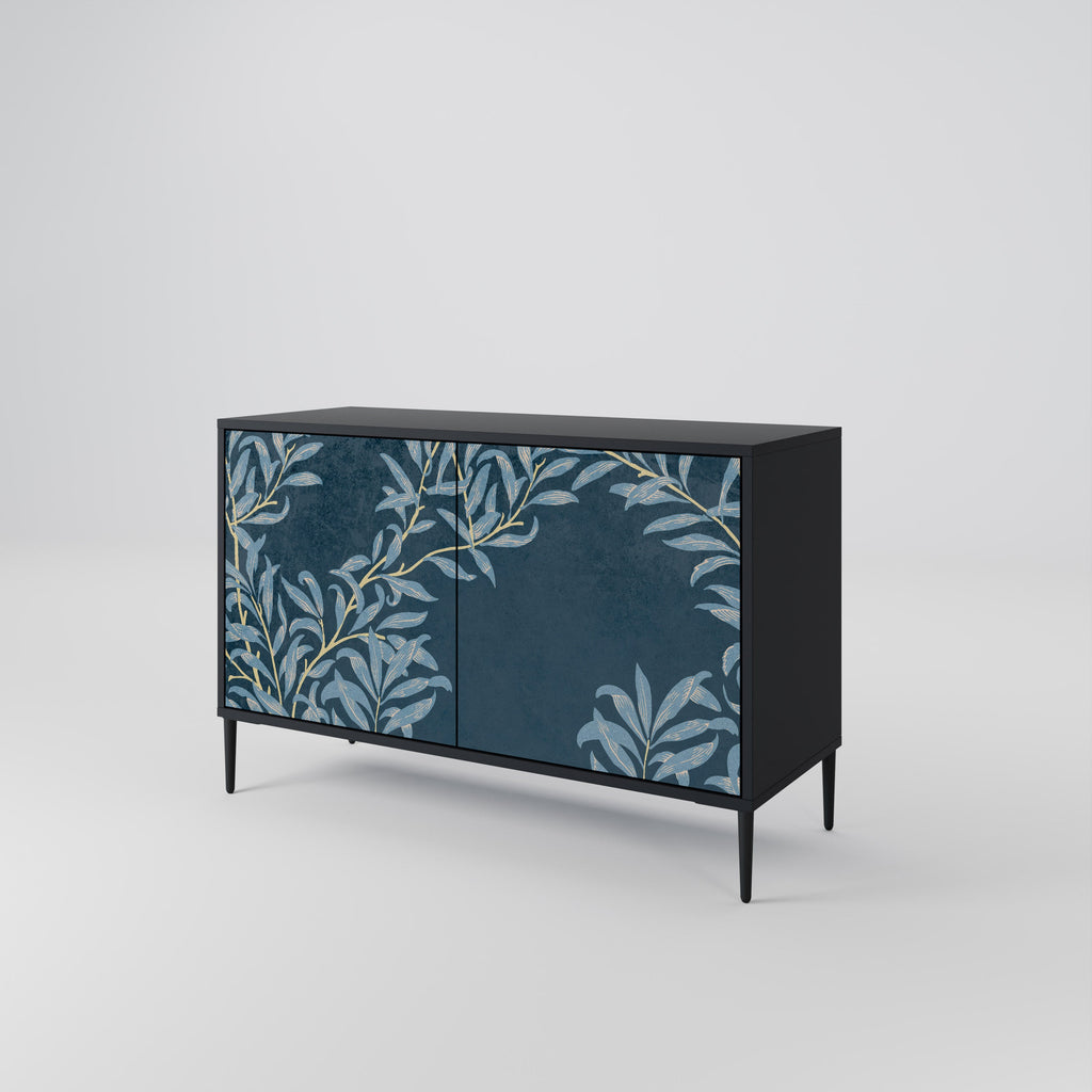 BLUE LEAVES Sideboard mit 2 Türen in Schwarz