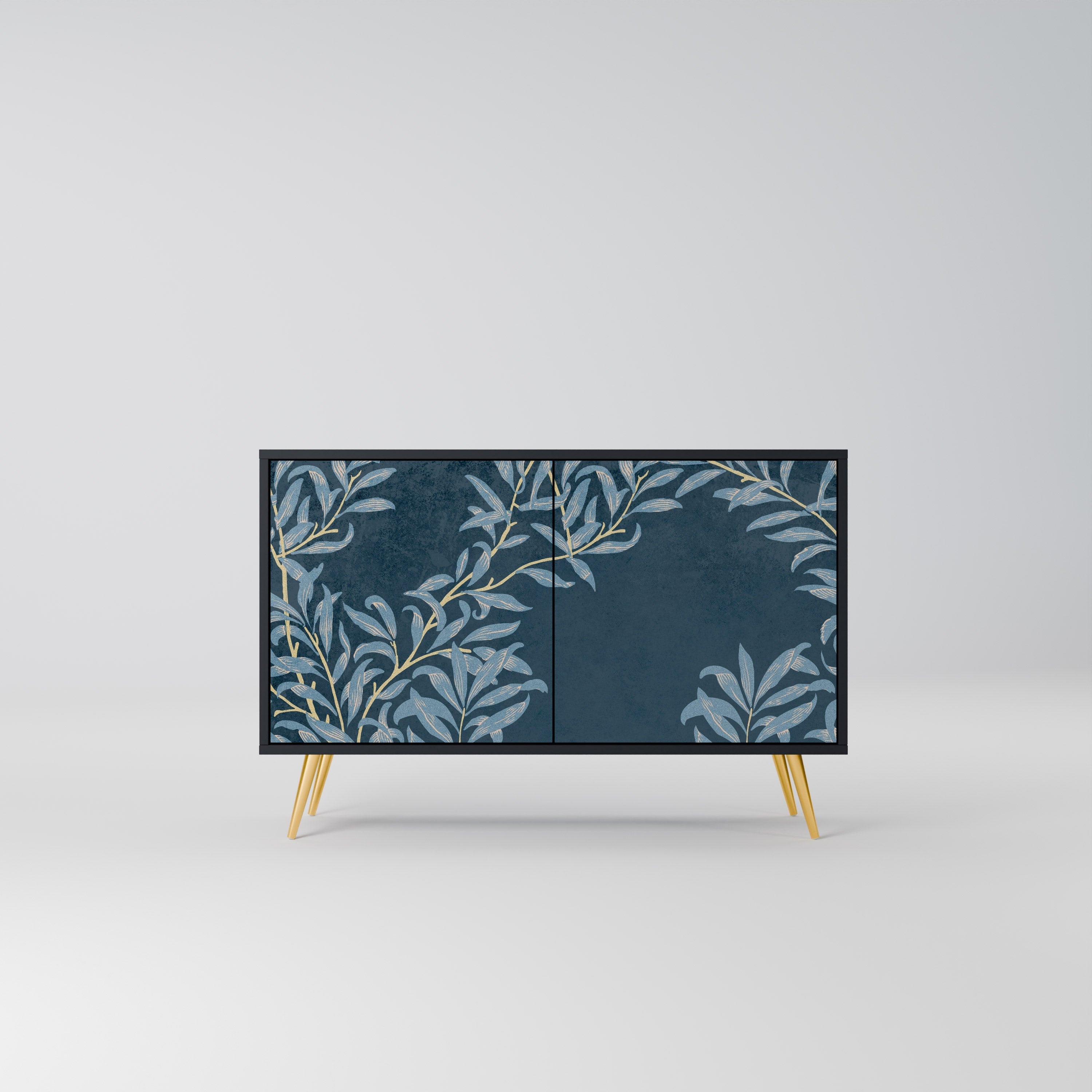 BLUE LEAVES Sideboard mit 2 Türen in Schwarz