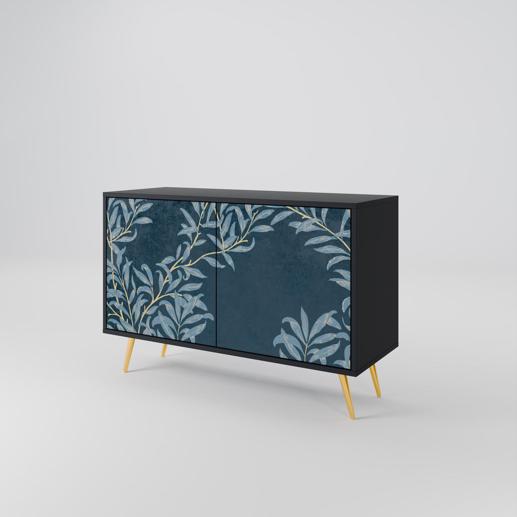 BLUE LEAVES Sideboard mit 2 Türen in Schwarz