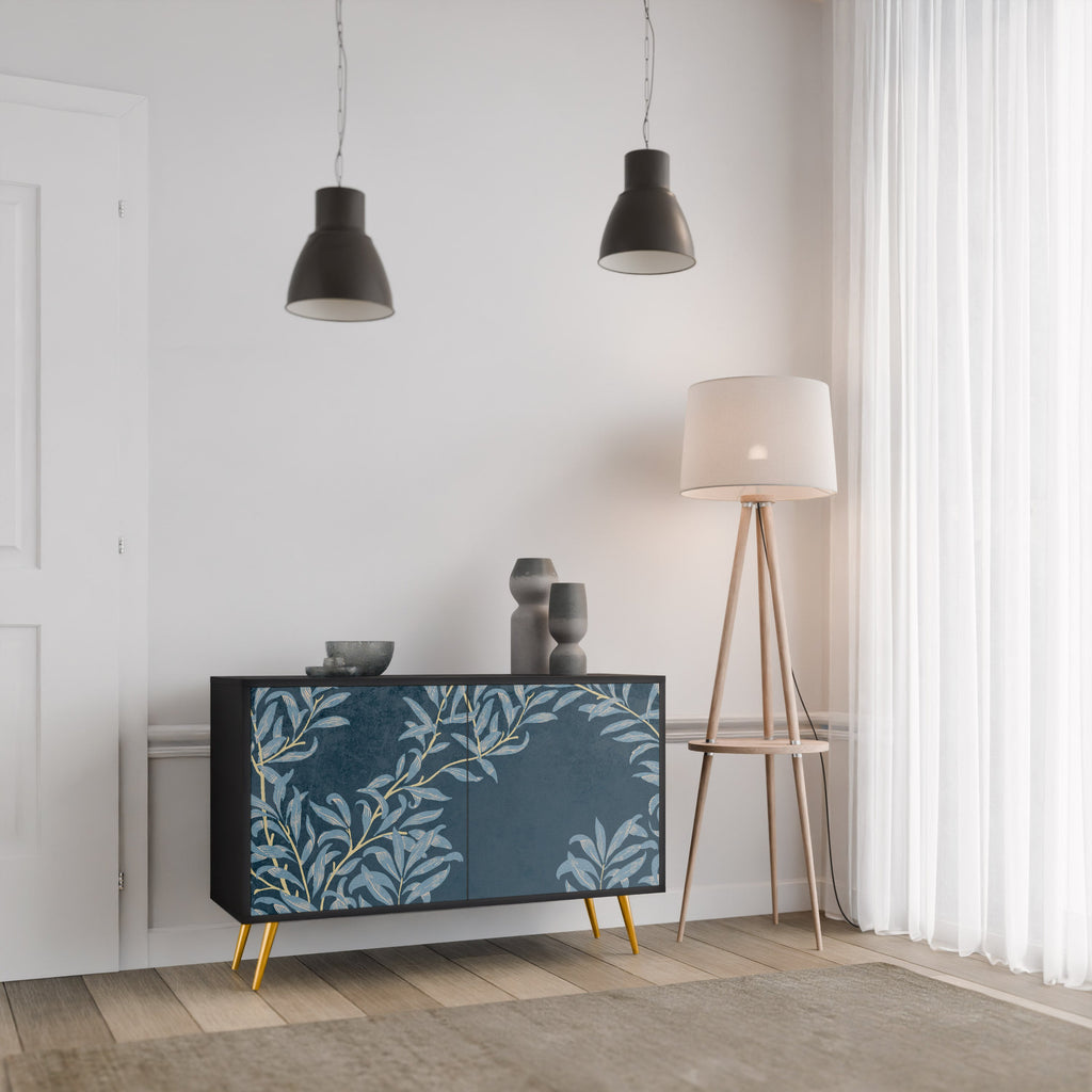BLUE LEAVES Sideboard mit 2 Türen in Schwarz