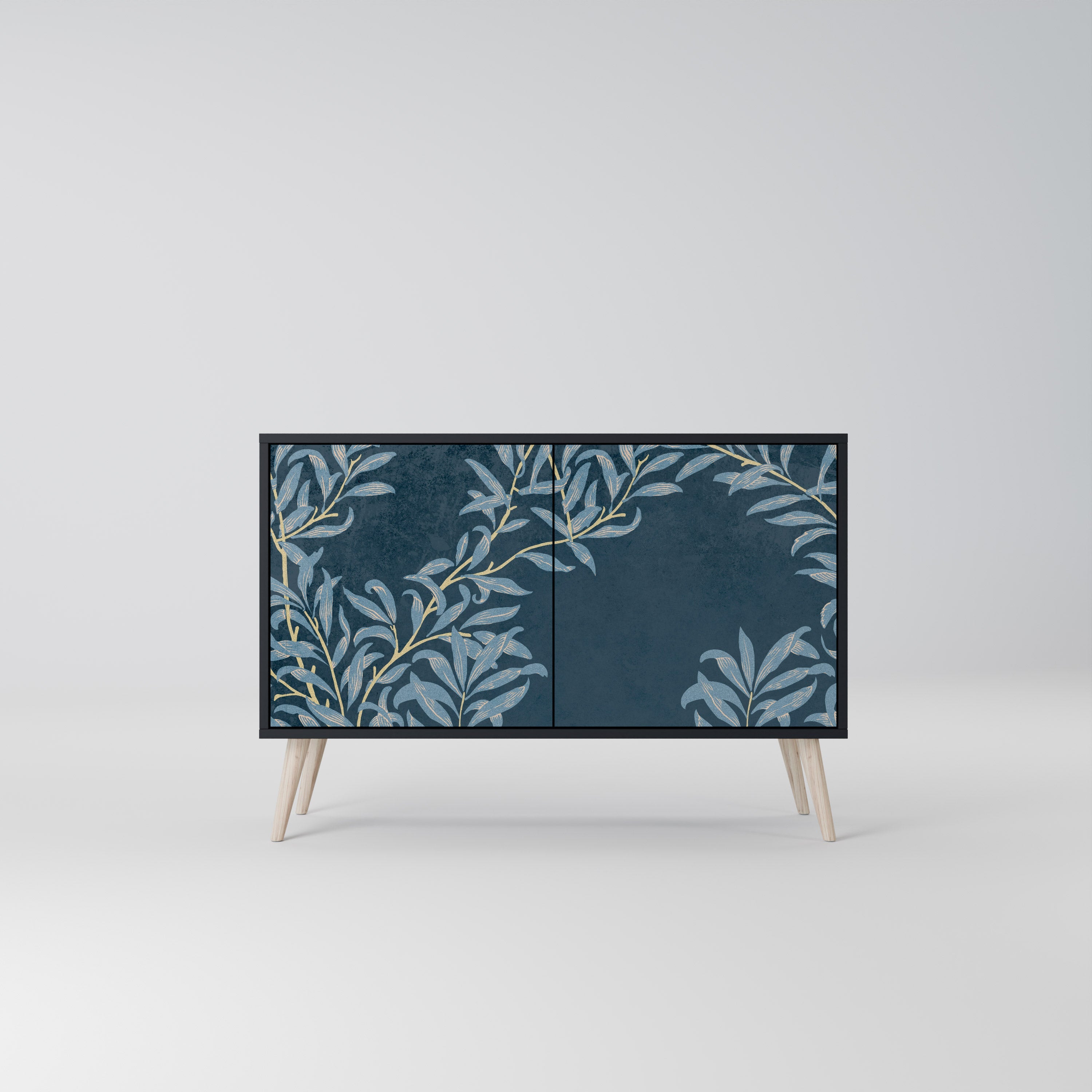 BLUE LEAVES Sideboard mit 2 Türen in Schwarz