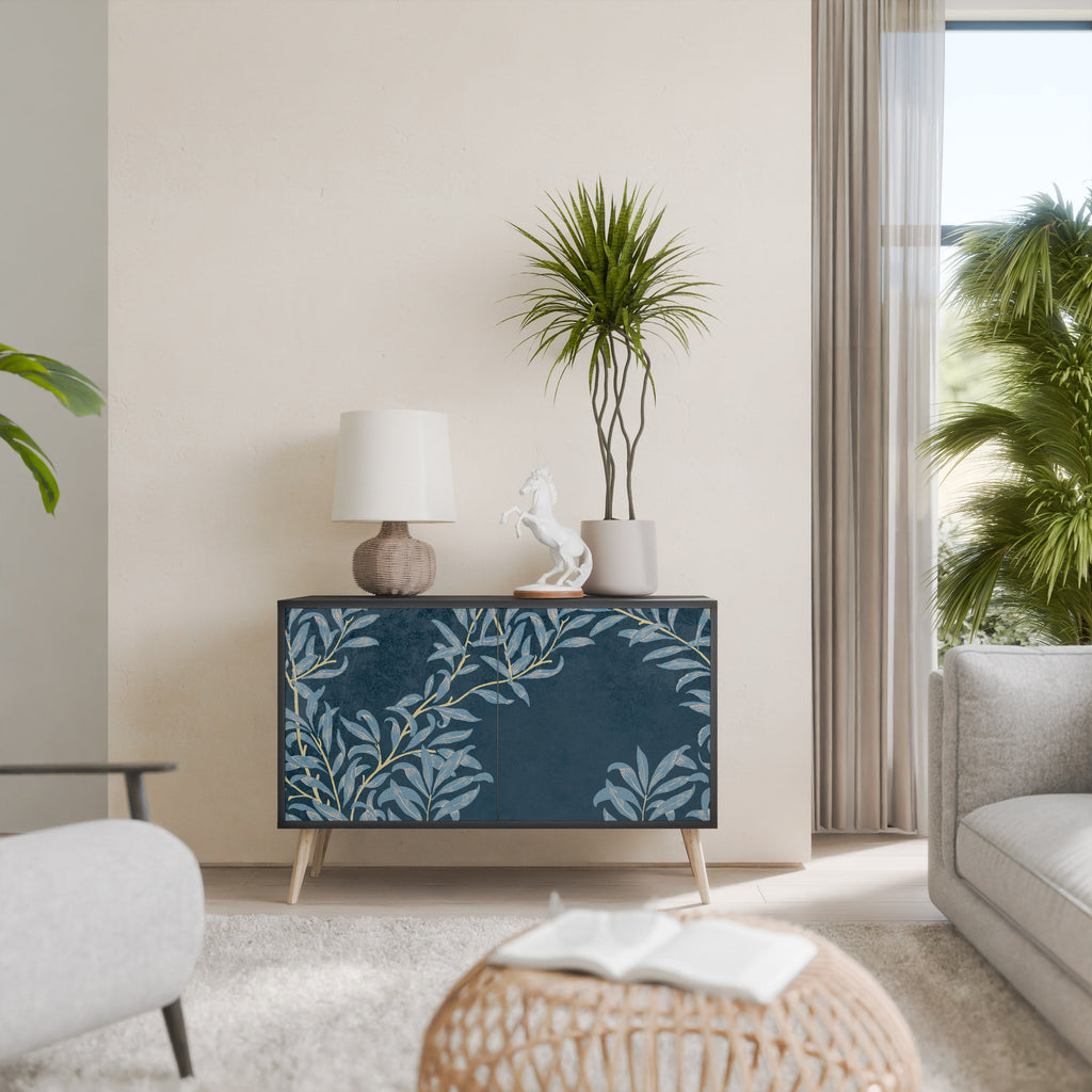 BLUE LEAVES Sideboard mit 2 Türen in Schwarz