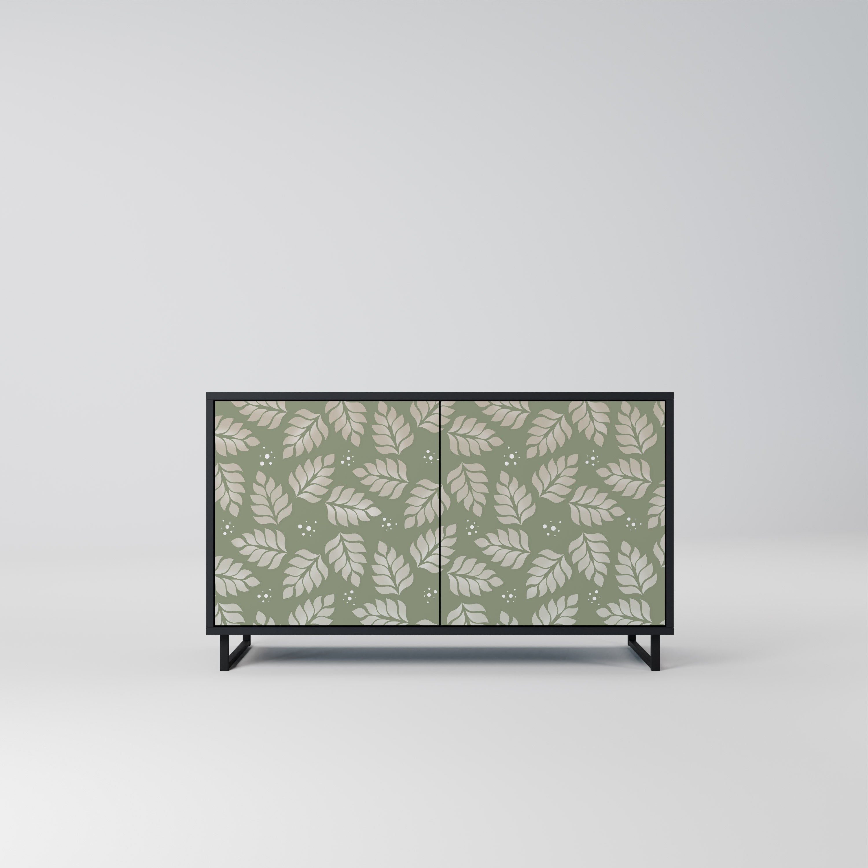 LEAVES ON GREEN Sideboard mit 2 Türen in Schwarz