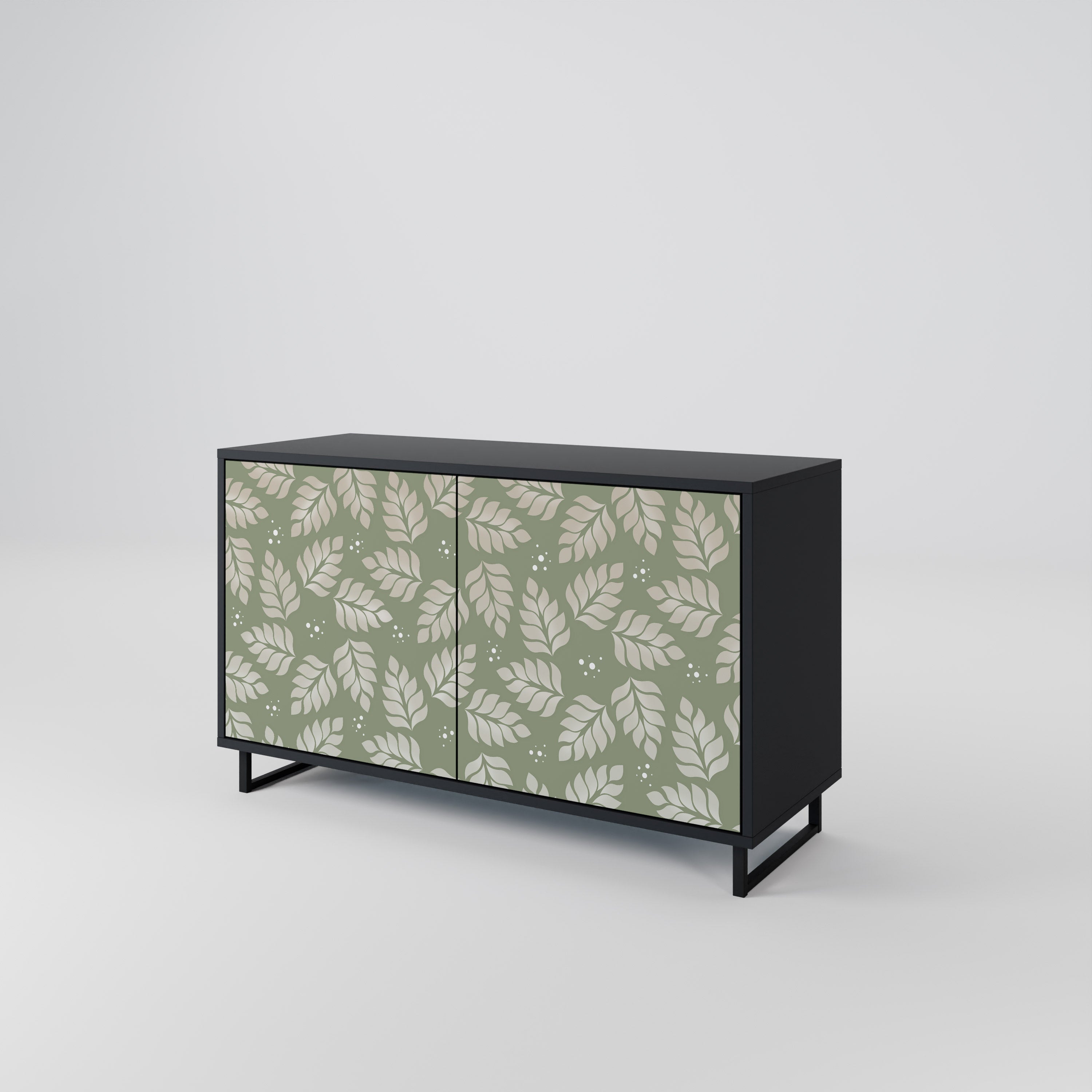 LEAVES ON GREEN Sideboard mit 2 Türen in Schwarz