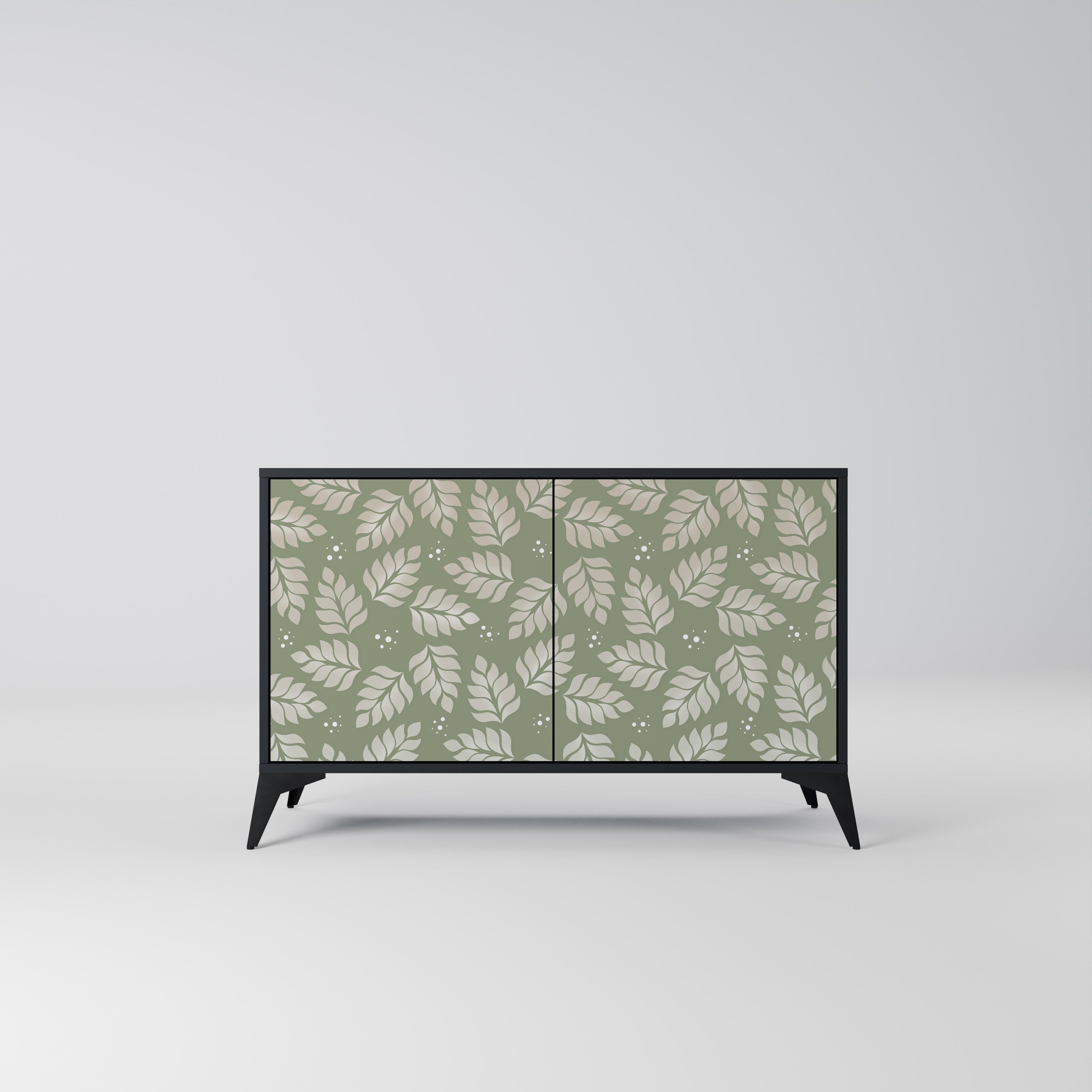 LEAVES ON GREEN Sideboard mit 2 Türen in Schwarz