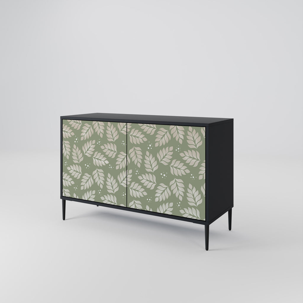LEAVES ON GREEN Sideboard mit 2 Türen in Schwarz