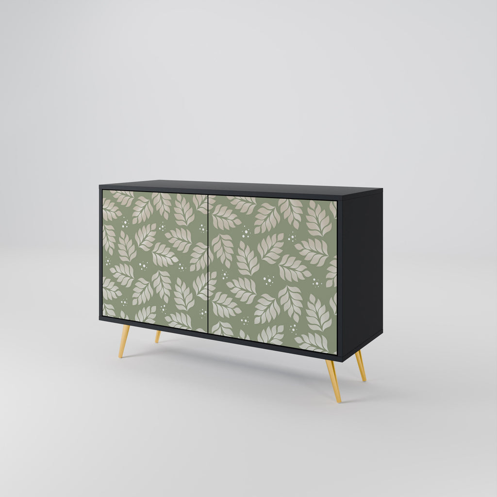 LEAVES ON GREEN Sideboard mit 2 Türen in Schwarz