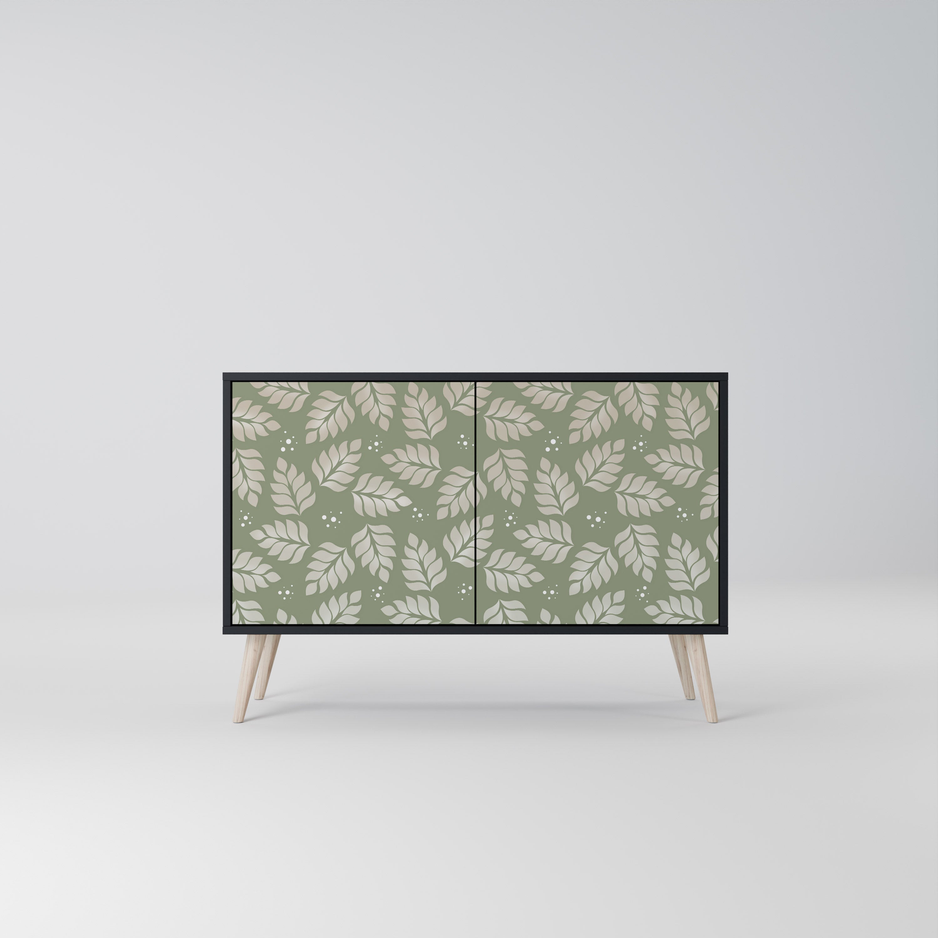 LEAVES ON GREEN Sideboard mit 2 Türen in Schwarz