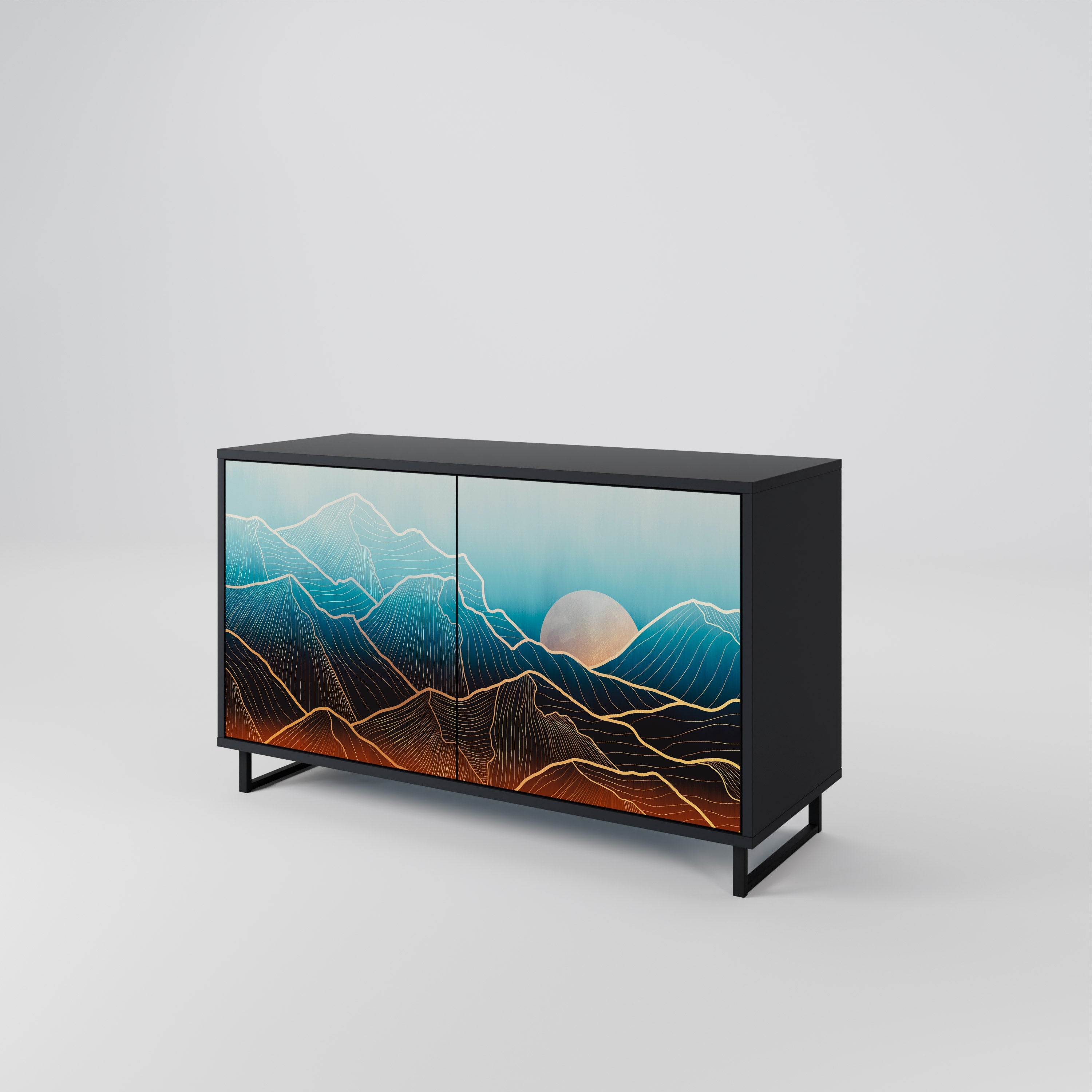 LUNAR SECRETS Sideboard mit 2 Türen in Schwarz