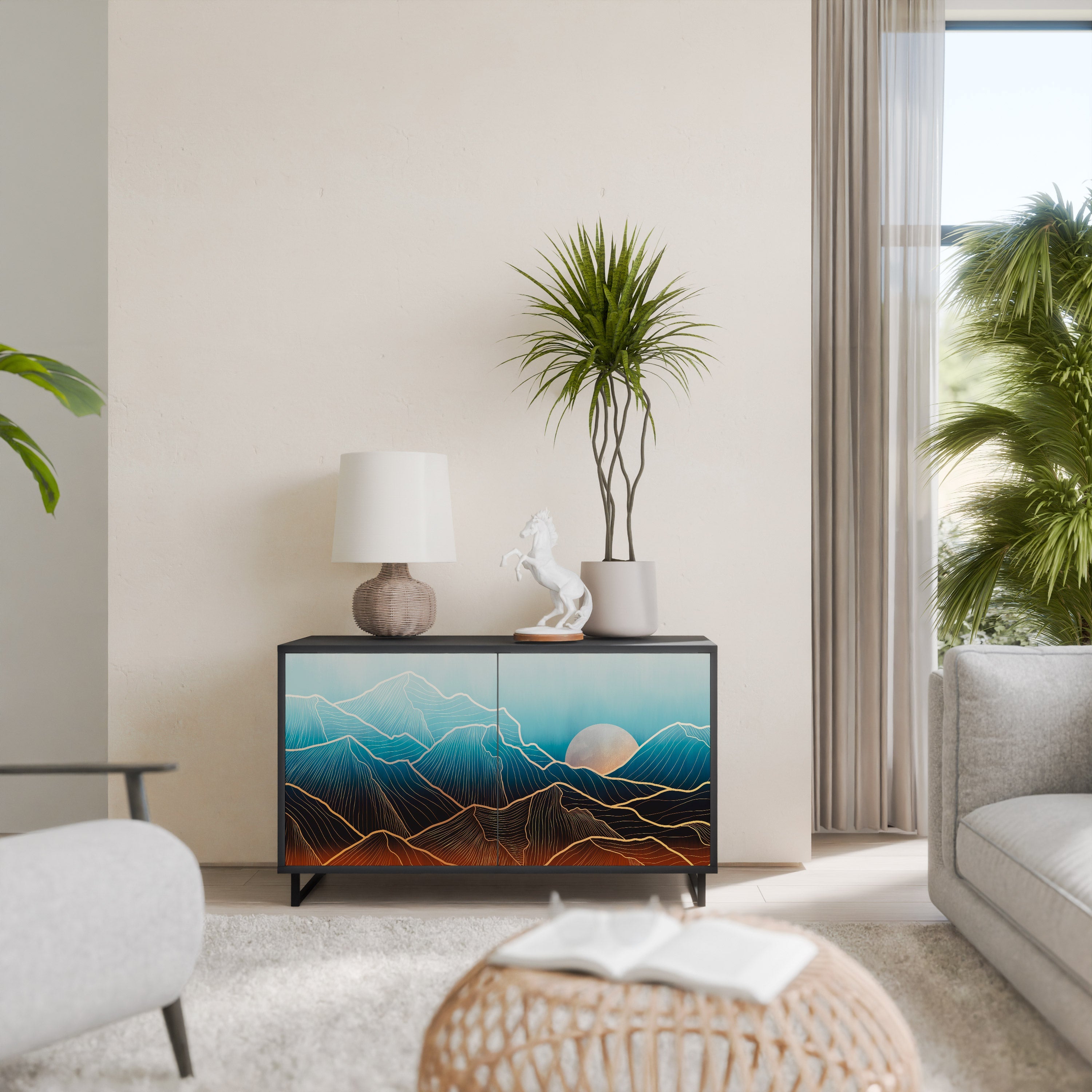 LUNAR SECRETS Sideboard mit 2 Türen in Schwarz