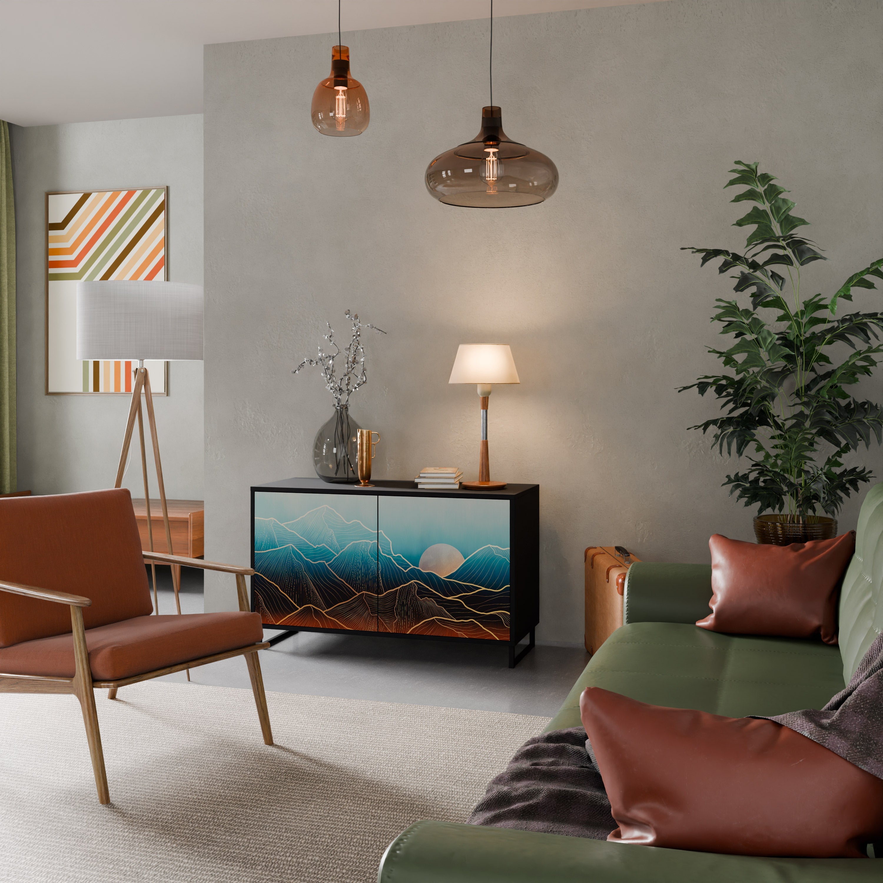 LUNAR SECRETS Sideboard mit 2 Türen in Schwarz