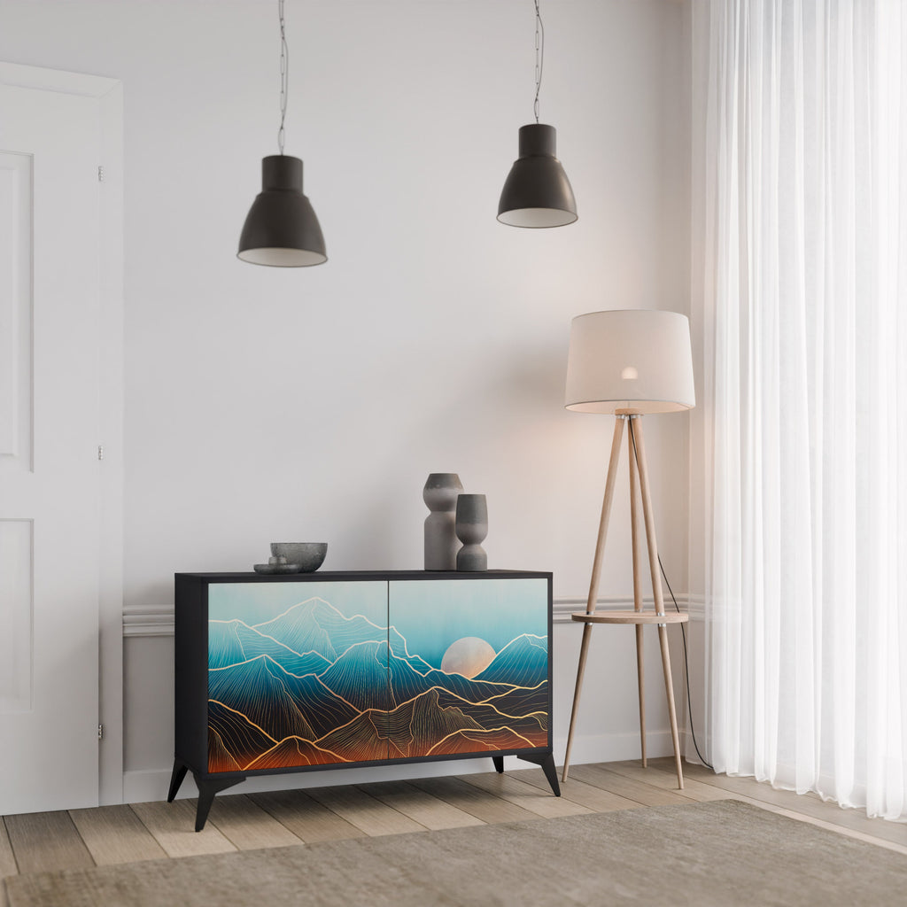 LUNAR SECRETS Sideboard mit 2 Türen in Schwarz