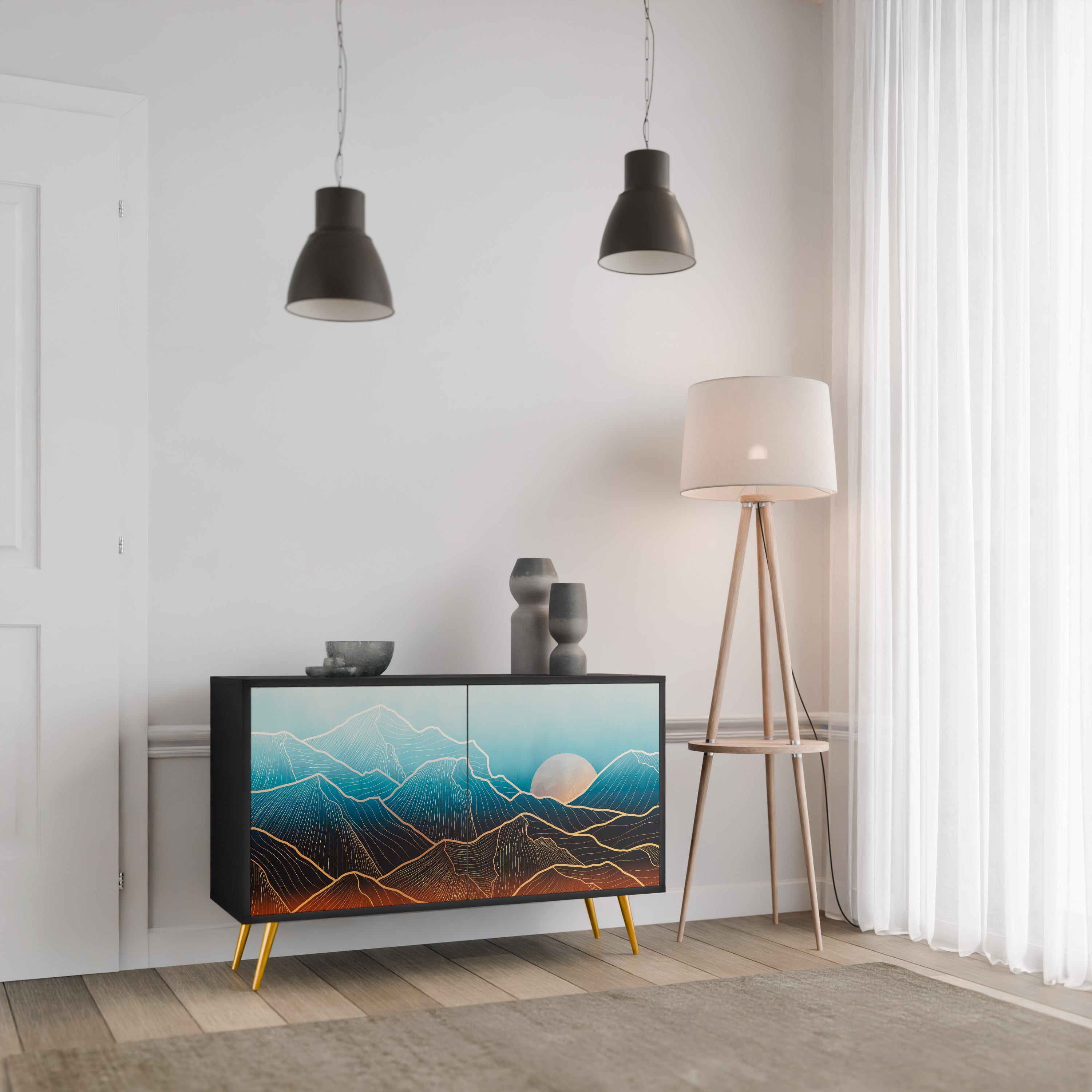 LUNAR SECRETS Sideboard mit 2 Türen in Schwarz