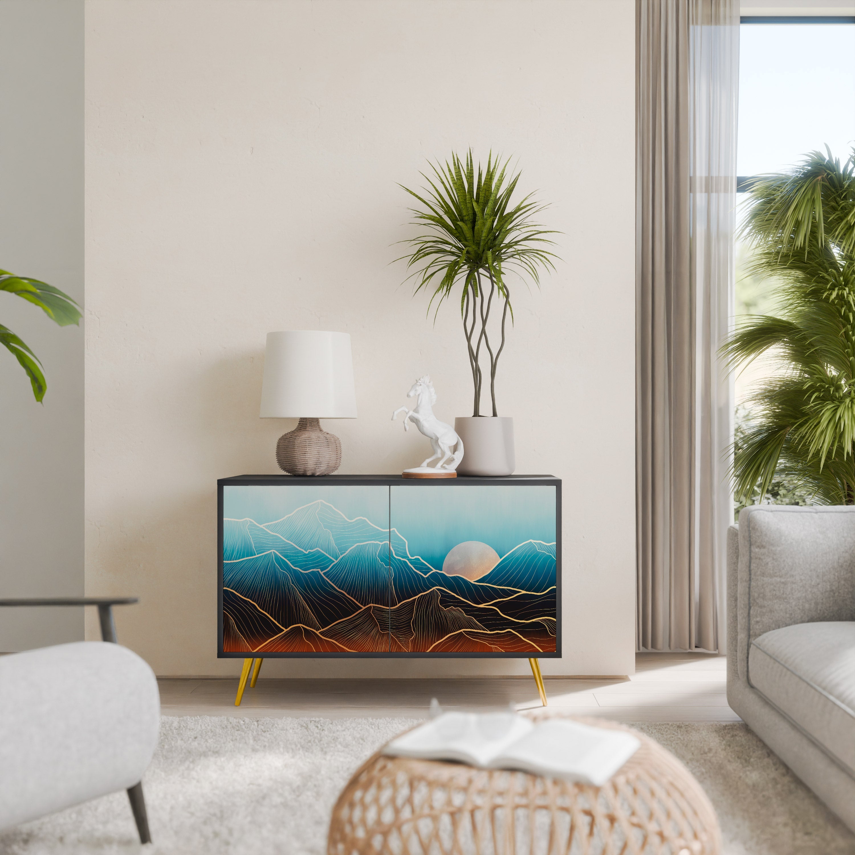 LUNAR SECRETS Sideboard mit 2 Türen in Schwarz