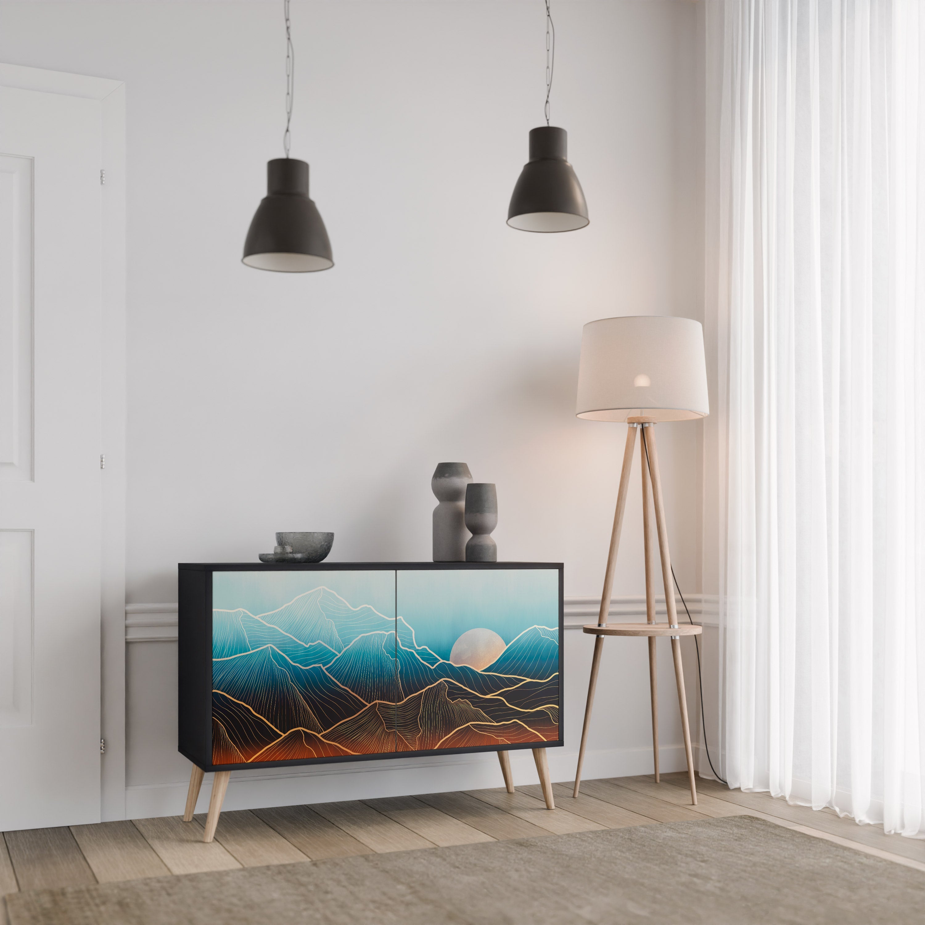 LUNAR SECRETS Sideboard mit 2 Türen in Schwarz