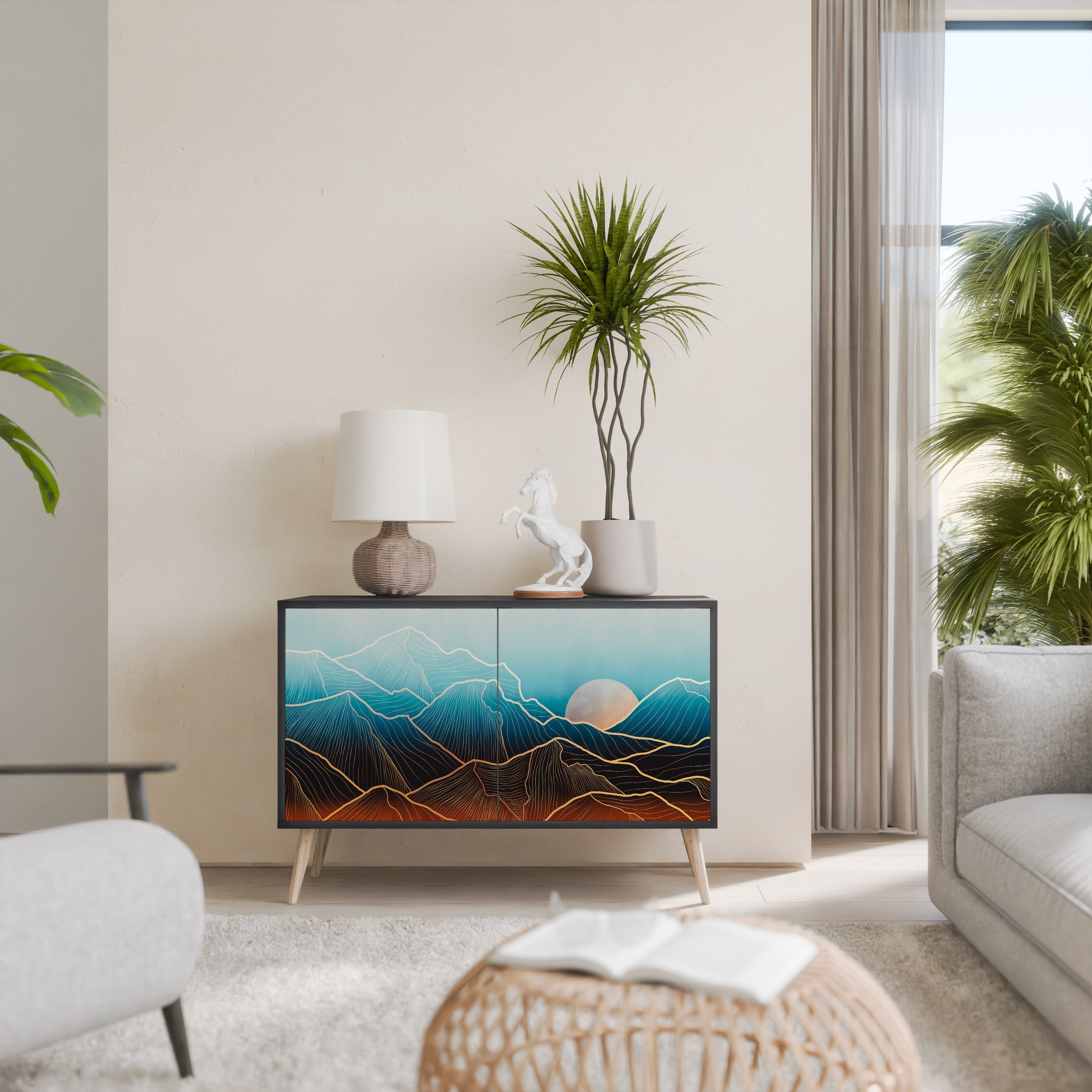 LUNAR SECRETS Sideboard mit 2 Türen in Schwarz