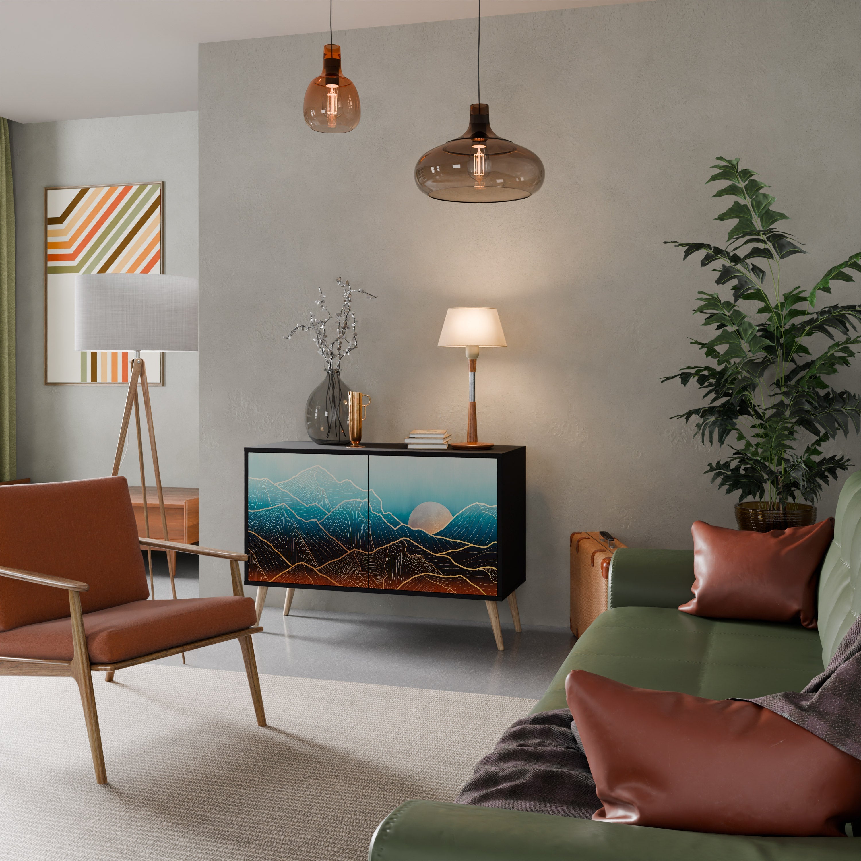 LUNAR SECRETS Sideboard mit 2 Türen in Schwarz