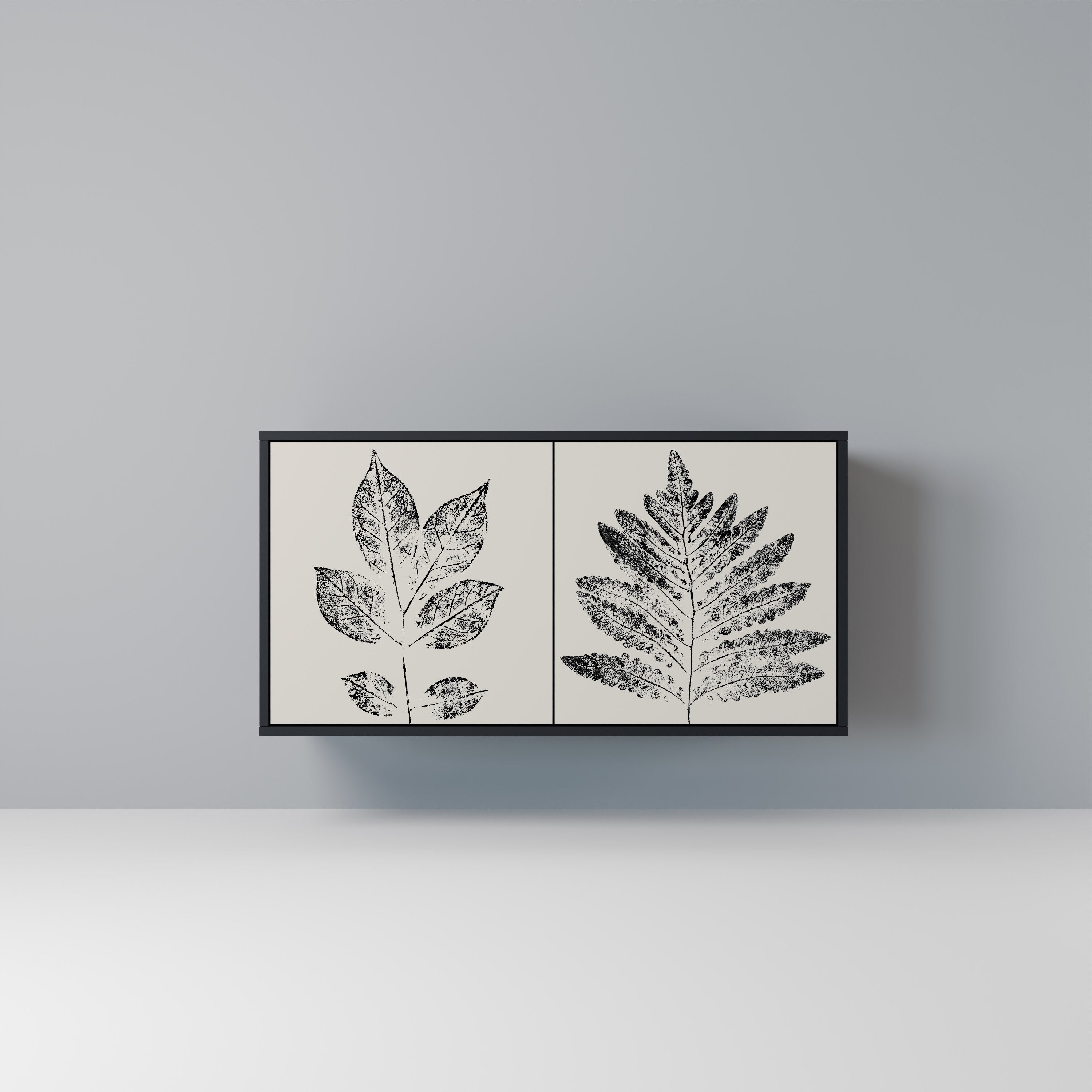 LEAFY STAMPS Sideboard mit 2 Türen in Schwarz