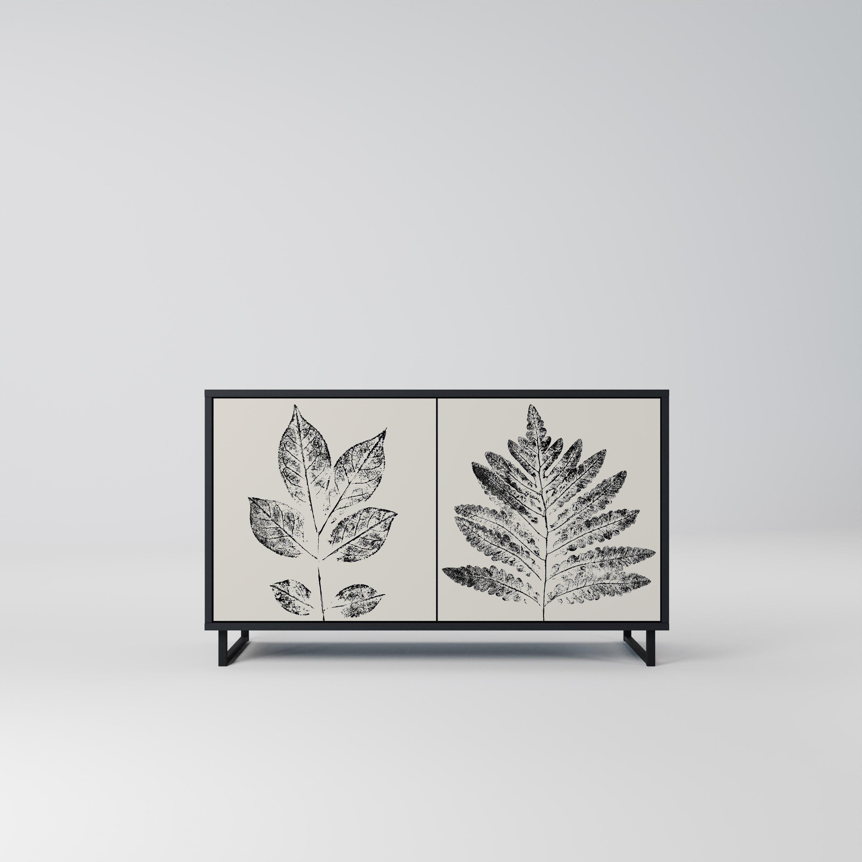 LEAFY STAMPS Sideboard mit 2 Türen in Schwarz