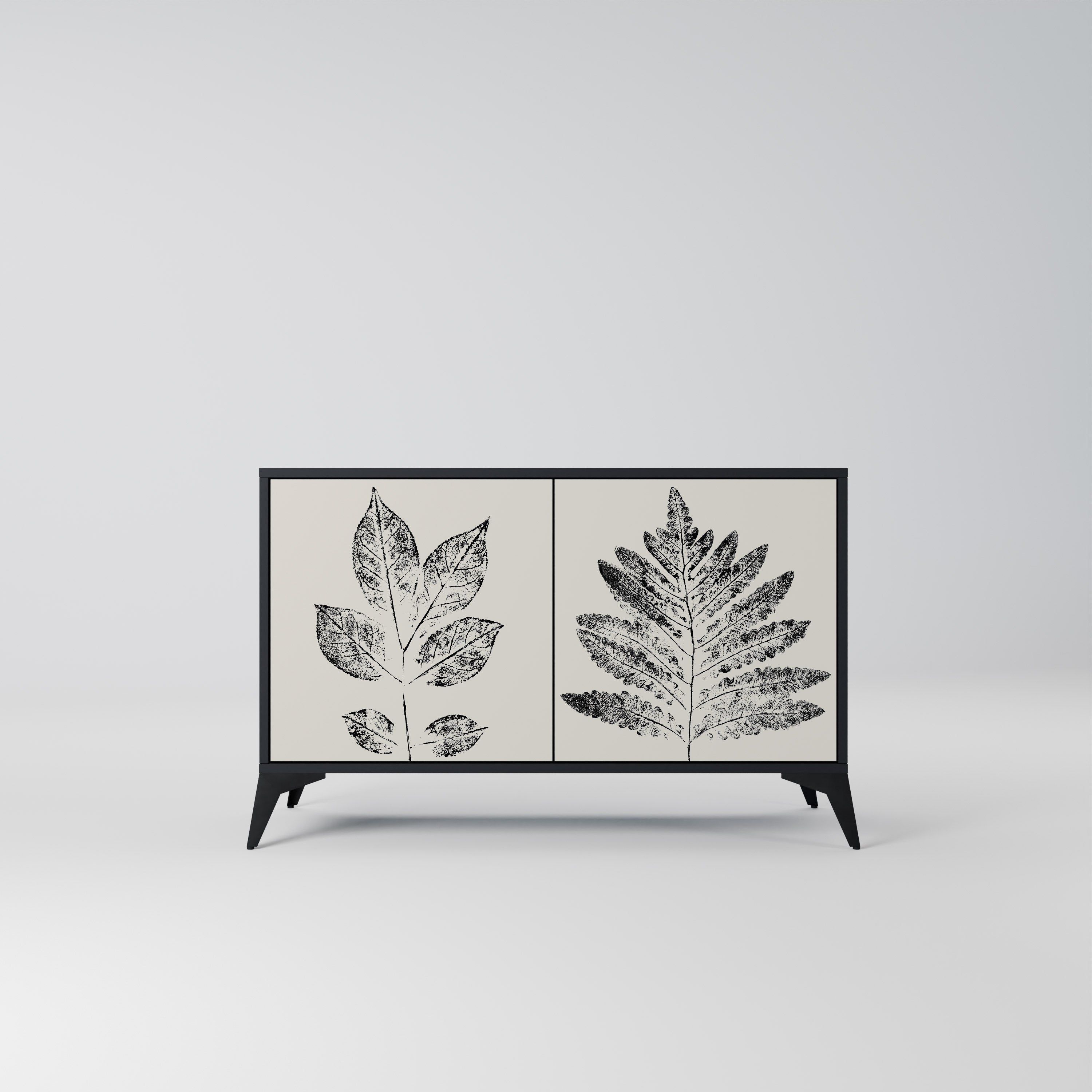 LEAFY STAMPS Sideboard mit 2 Türen in Schwarz
