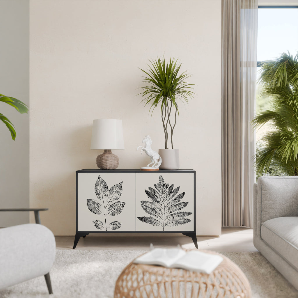 LEAFY STAMPS Sideboard mit 2 Türen in Schwarz