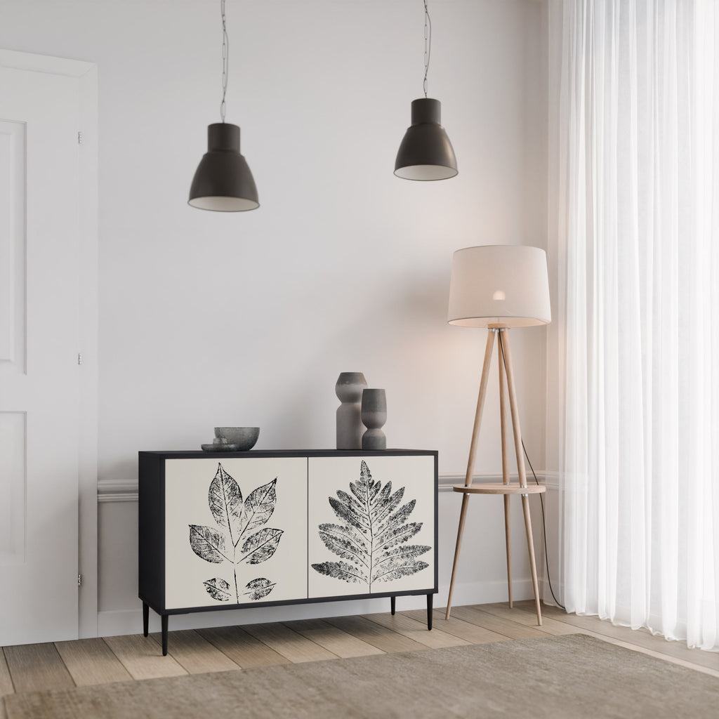 LEAFY STAMPS Sideboard mit 2 Türen in Schwarz