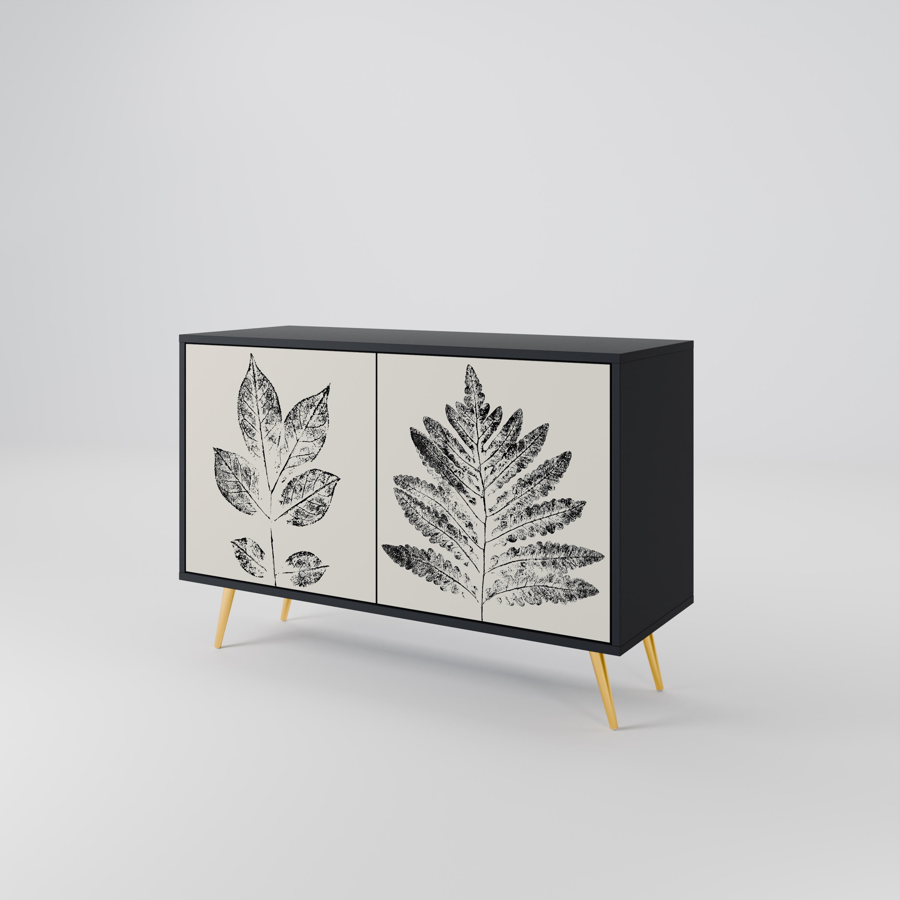 LEAFY STAMPS Sideboard mit 2 Türen in Schwarz