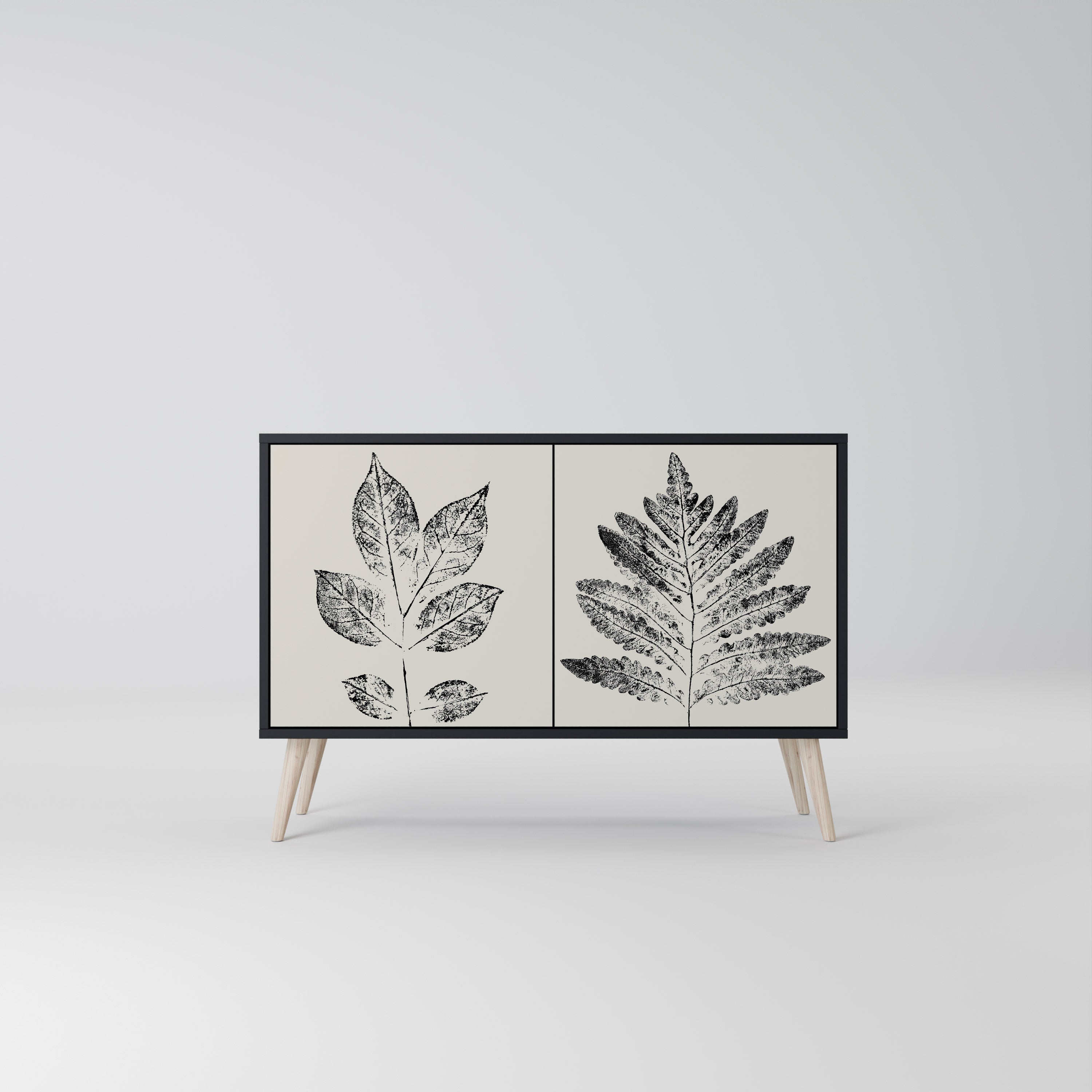 LEAFY STAMPS Sideboard mit 2 Türen in Schwarz