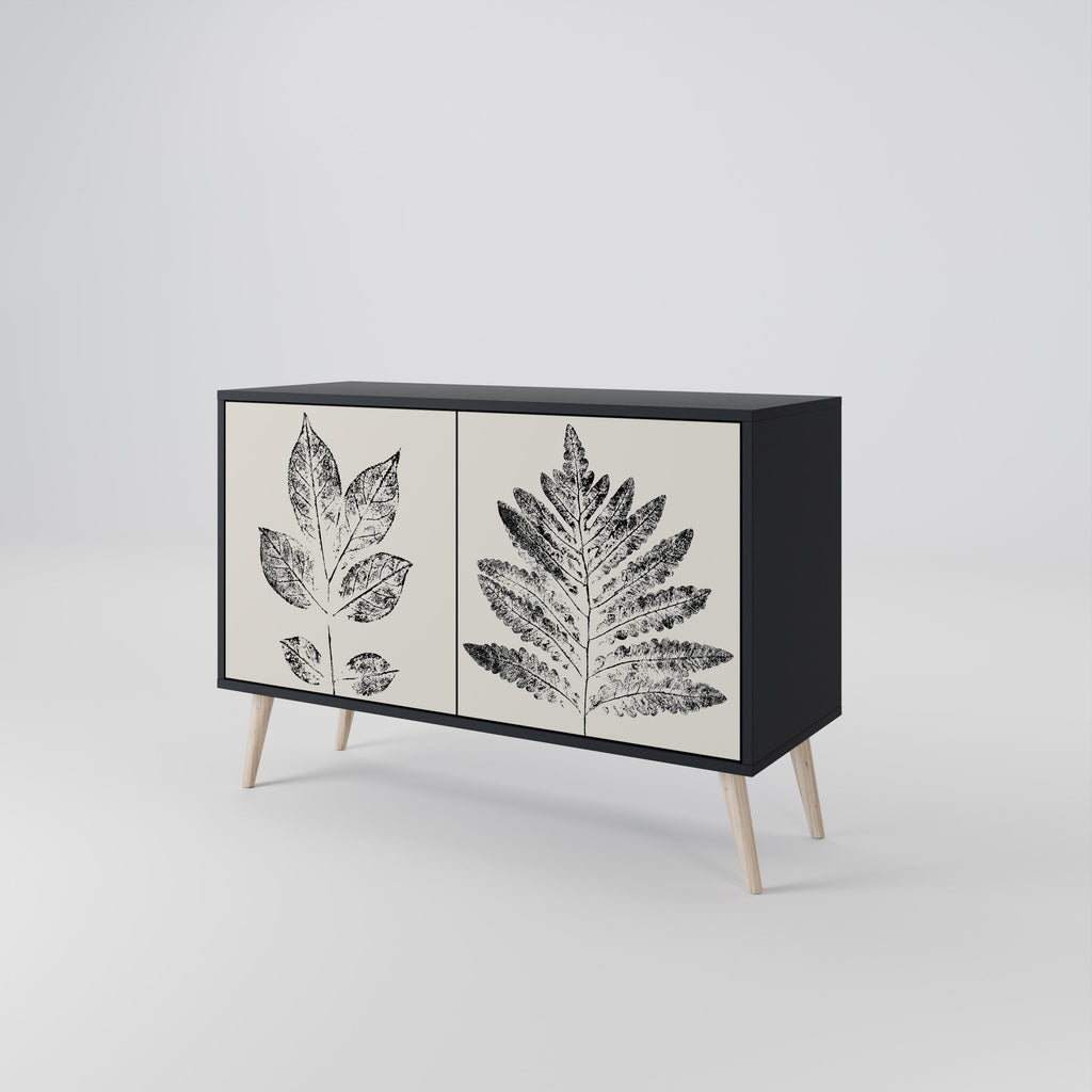 LEAFY STAMPS Sideboard mit 2 Türen in Schwarz