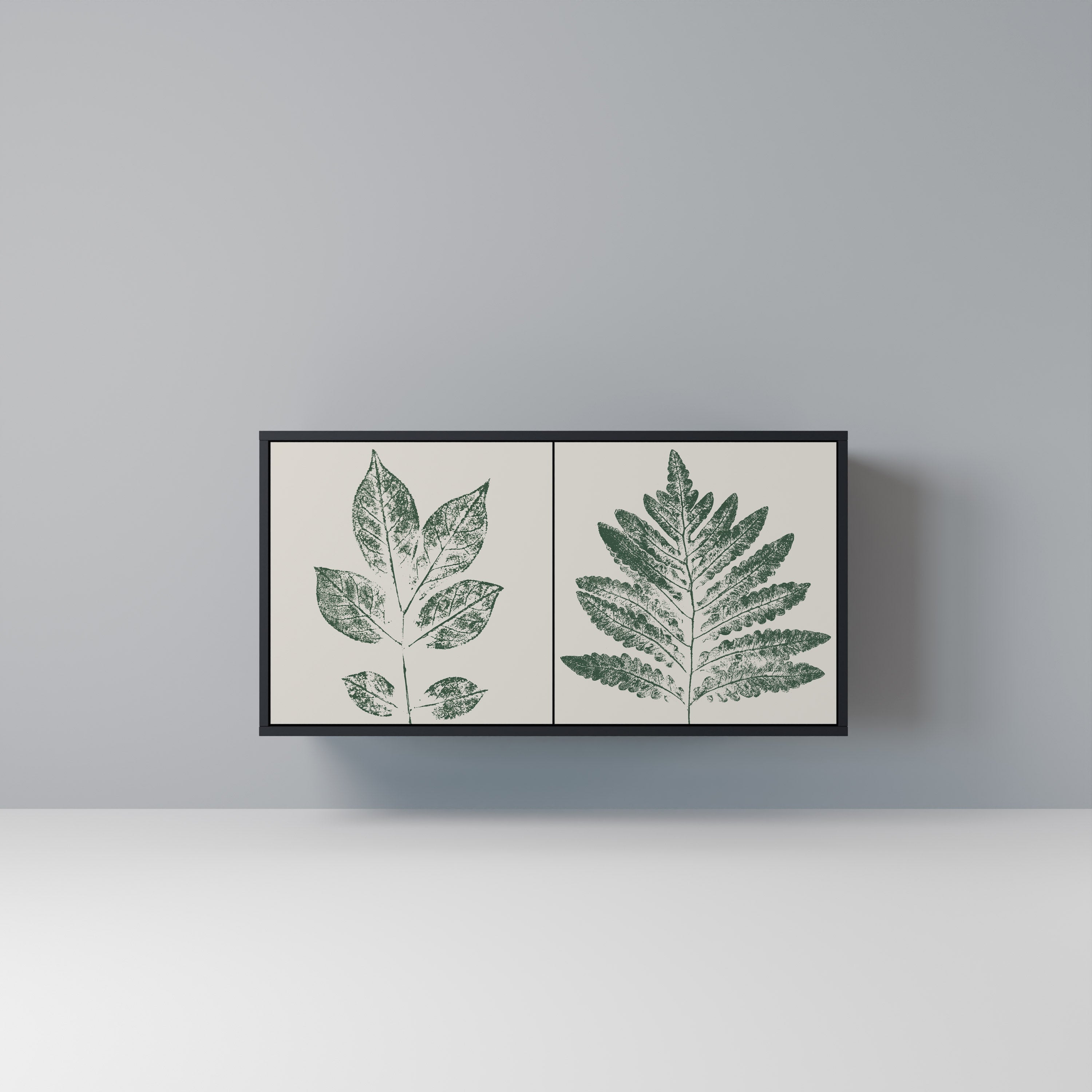 GREEN LEAFY STAMPS Sideboard mit 2 Türen in Schwarz