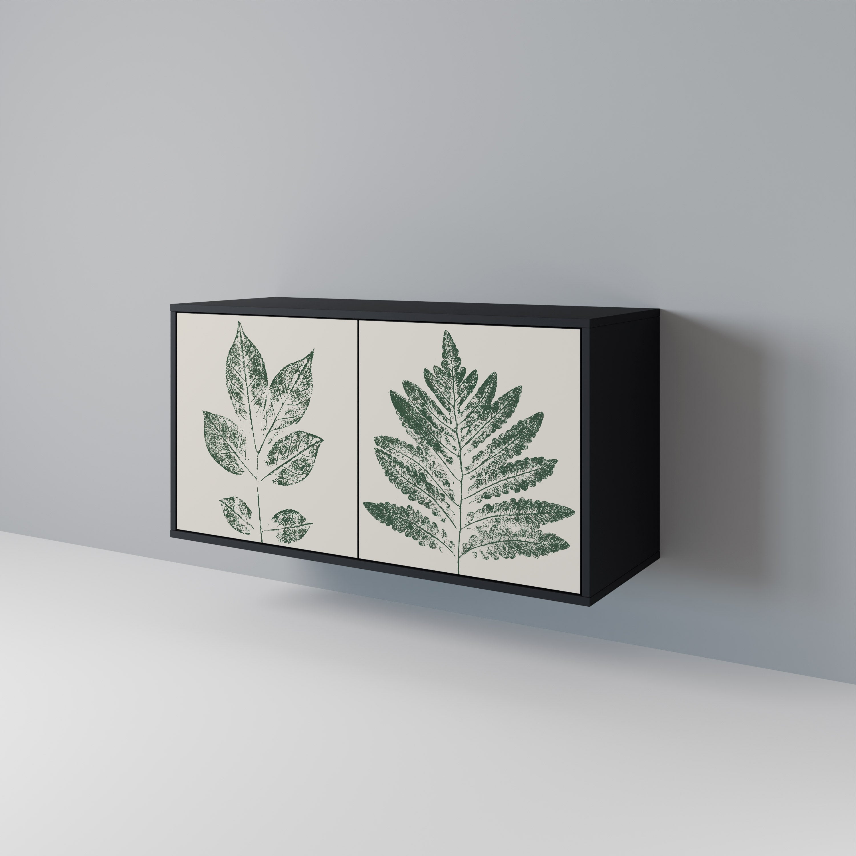 GREEN LEAFY STAMPS Sideboard mit 2 Türen in Schwarz