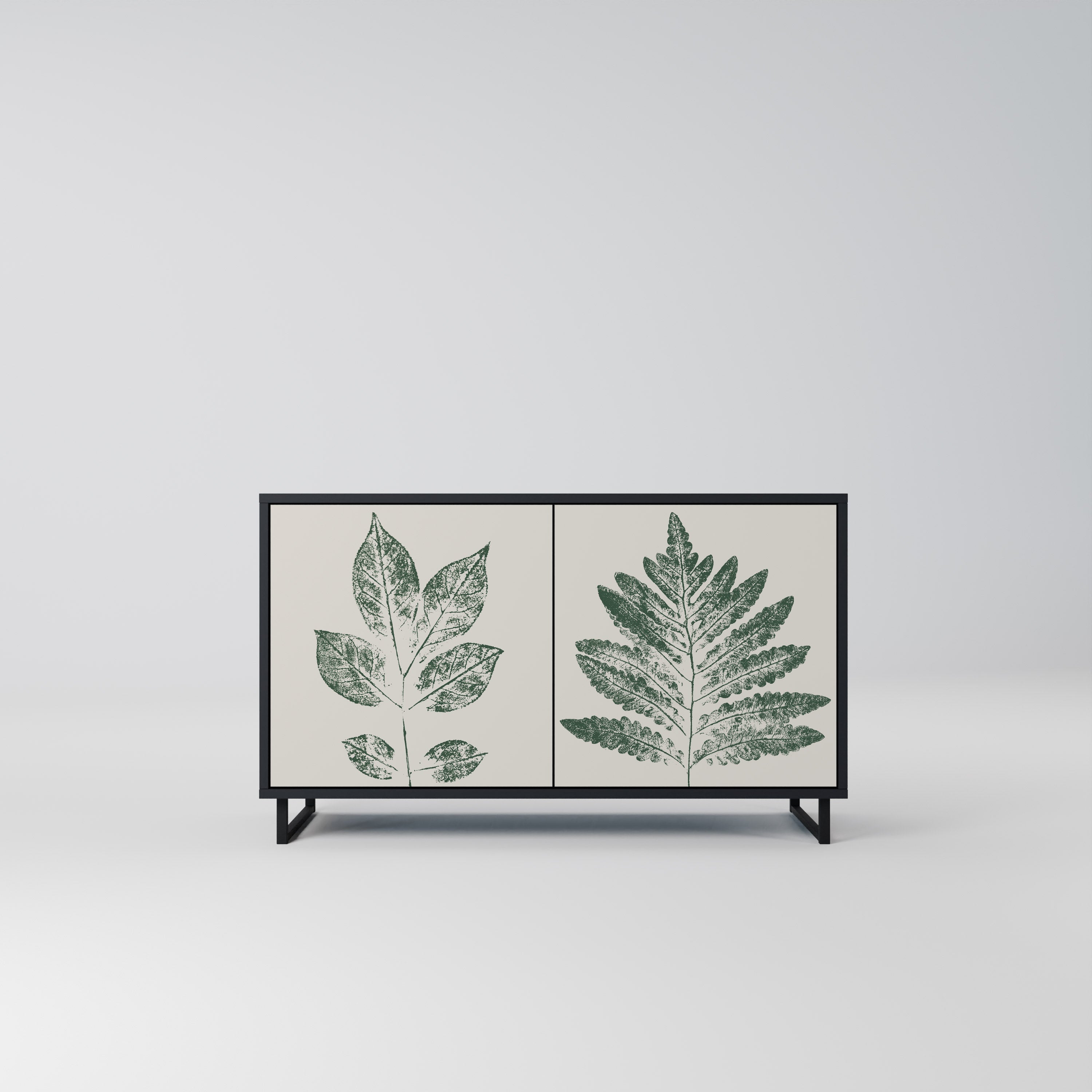 GREEN LEAFY STAMPS Sideboard mit 2 Türen in Schwarz