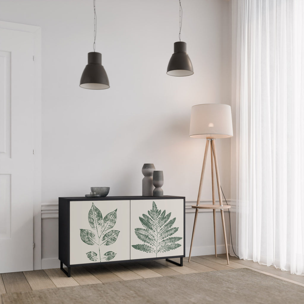 GREEN LEAFY STAMPS Sideboard mit 2 Türen in Schwarz