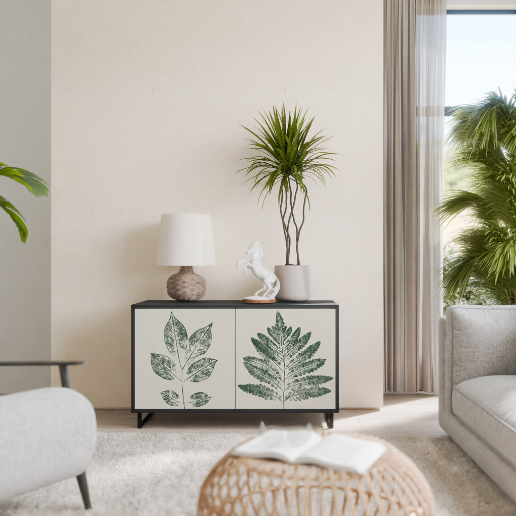GREEN LEAFY STAMPS Sideboard mit 2 Türen in Schwarz