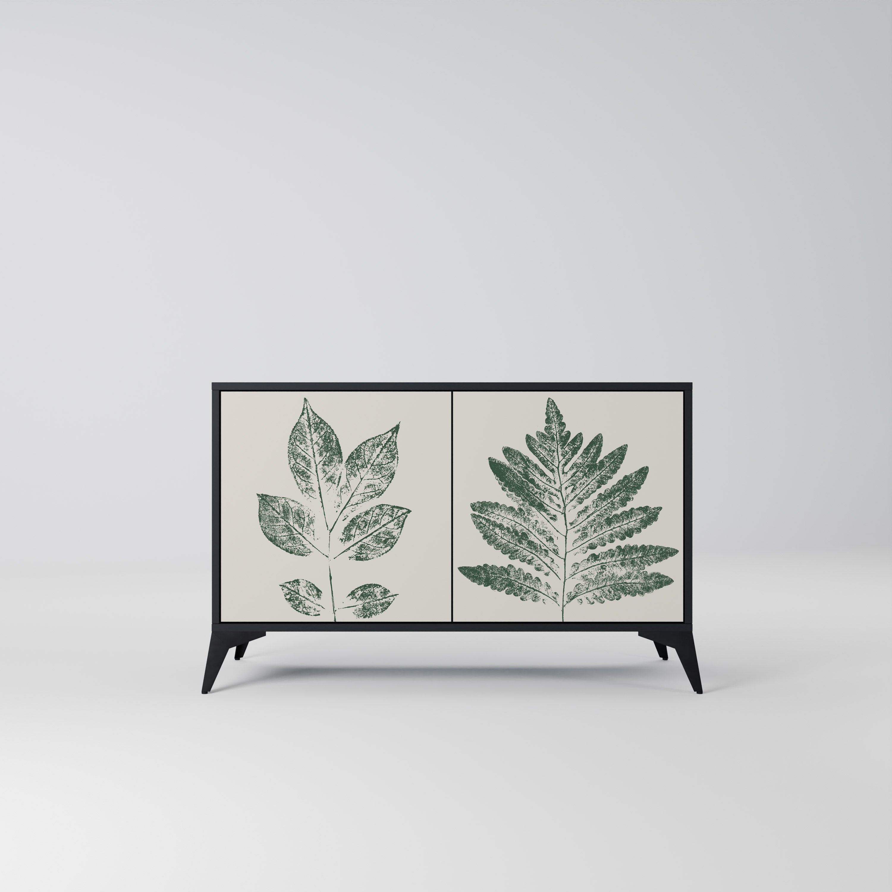 GREEN LEAFY STAMPS Sideboard mit 2 Türen in Schwarz