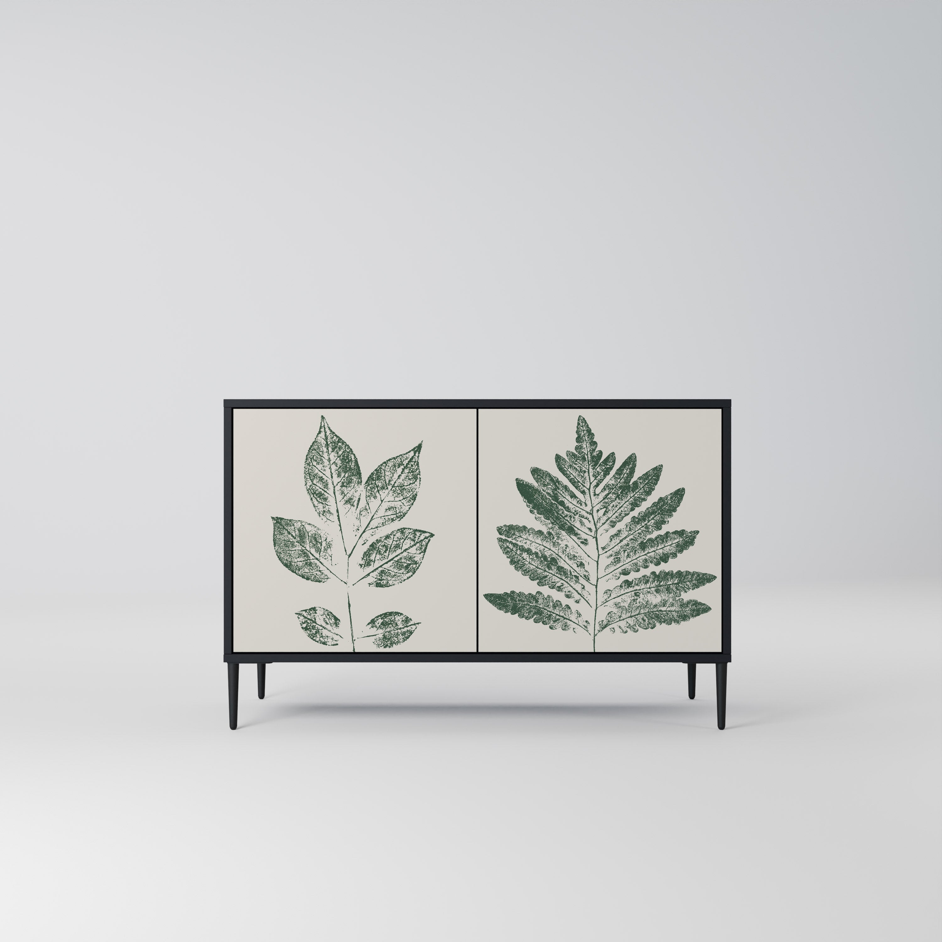 GREEN LEAFY STAMPS Sideboard mit 2 Türen in Schwarz