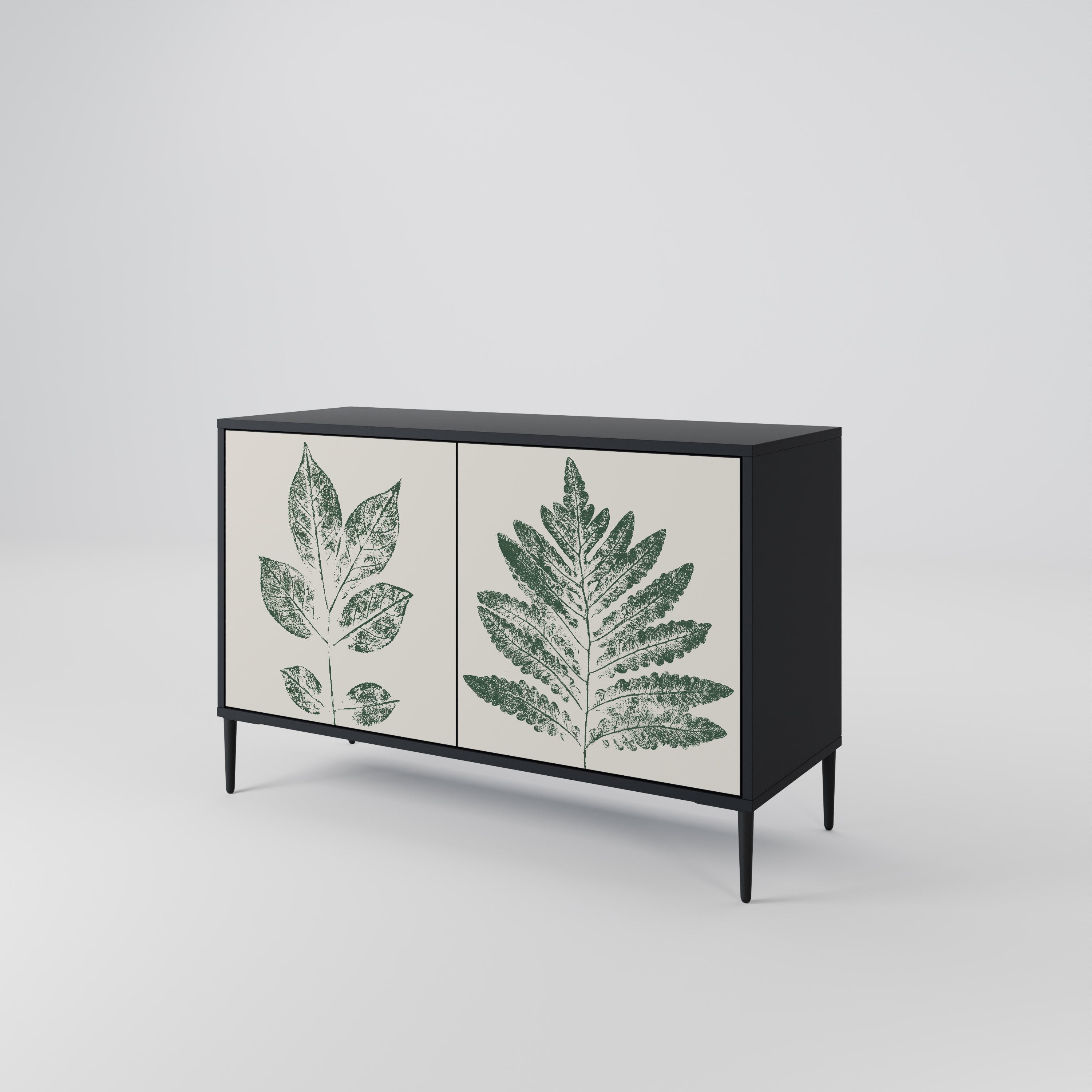 GREEN LEAFY STAMPS Sideboard mit 2 Türen in Schwarz