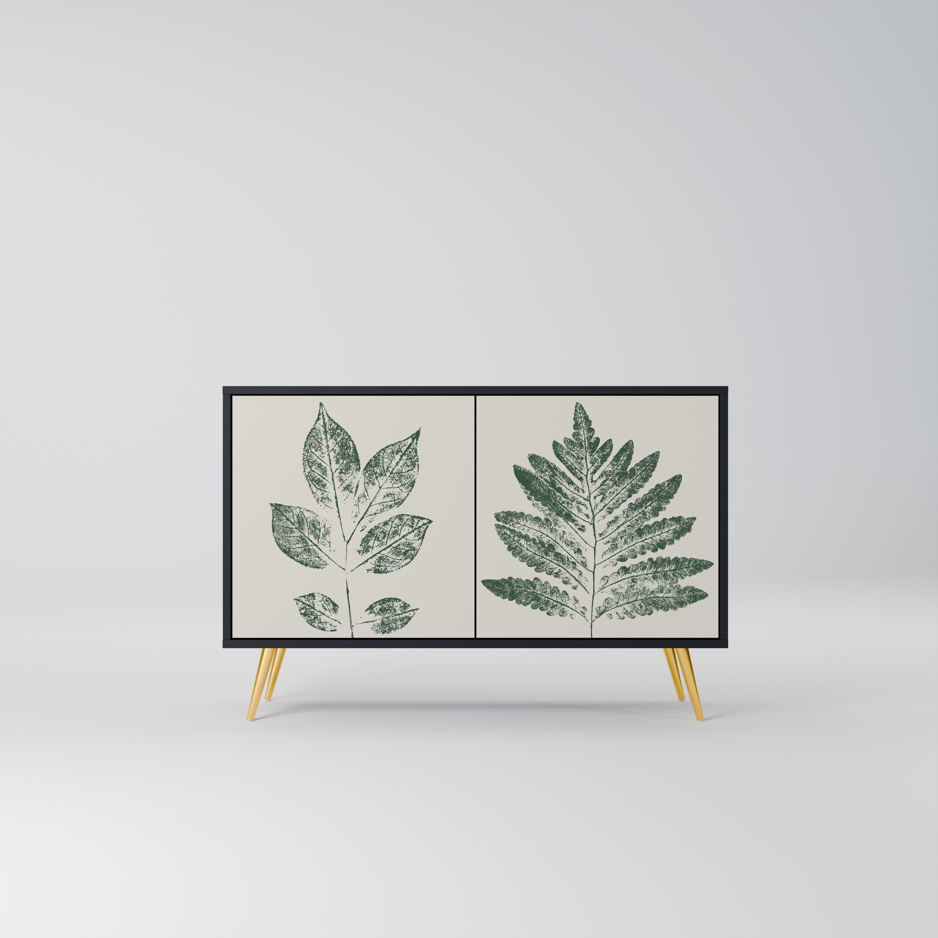 GREEN LEAFY STAMPS Sideboard mit 2 Türen in Schwarz