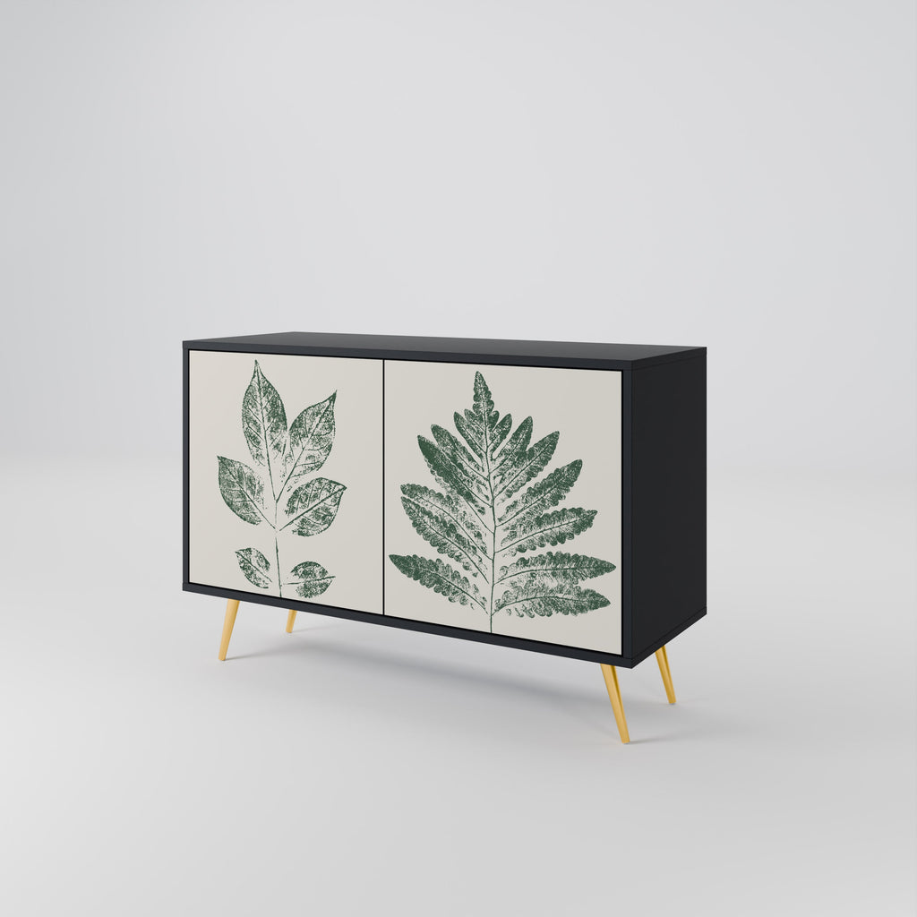 GREEN LEAFY STAMPS Sideboard mit 2 Türen in Schwarz