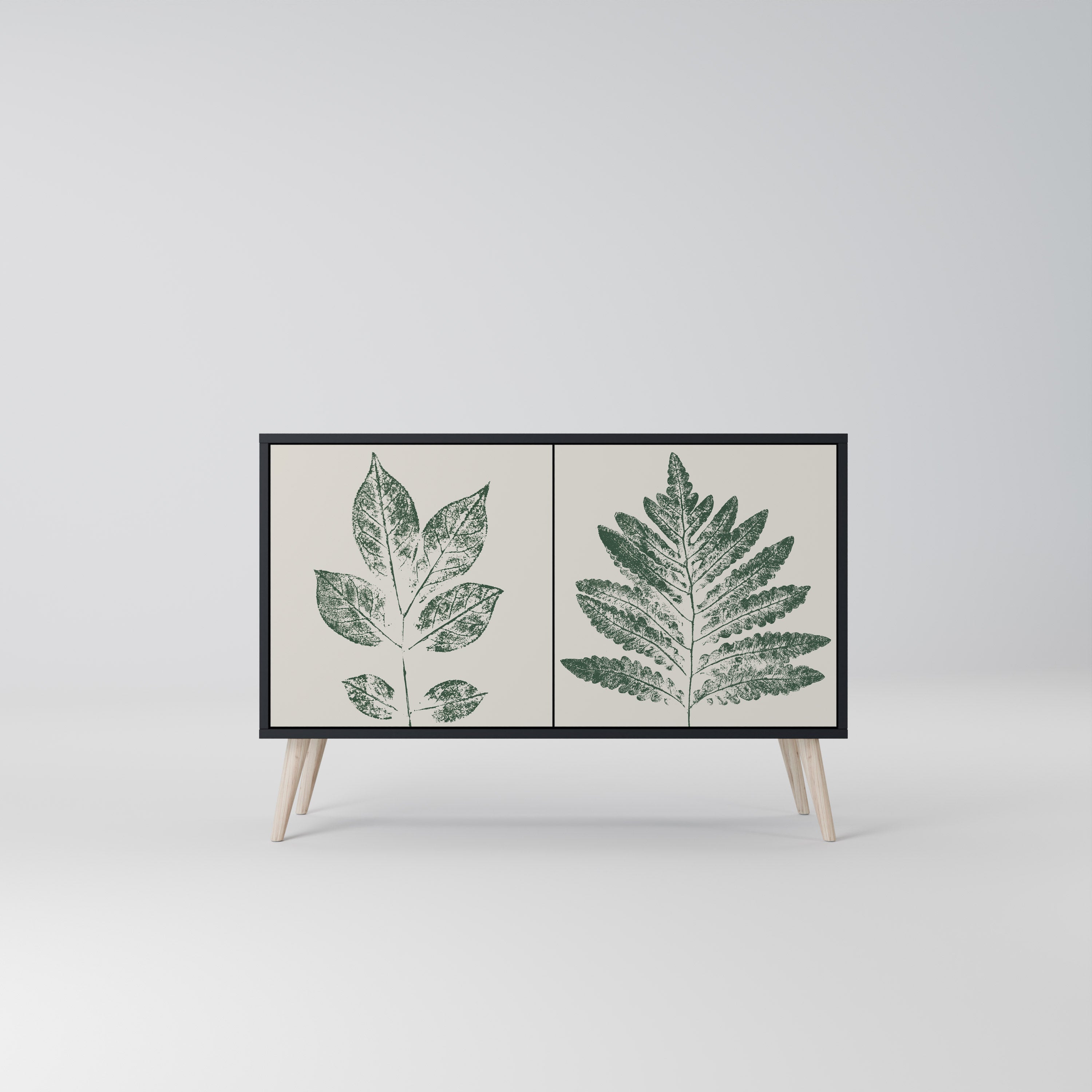 GREEN LEAFY STAMPS Sideboard mit 2 Türen in Schwarz
