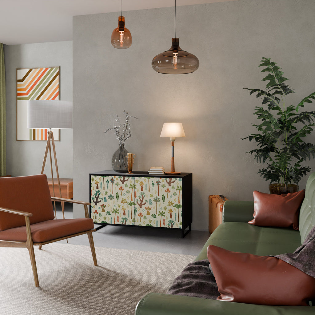 PALM SPRING Sideboard mit 2 Türen in Schwarz