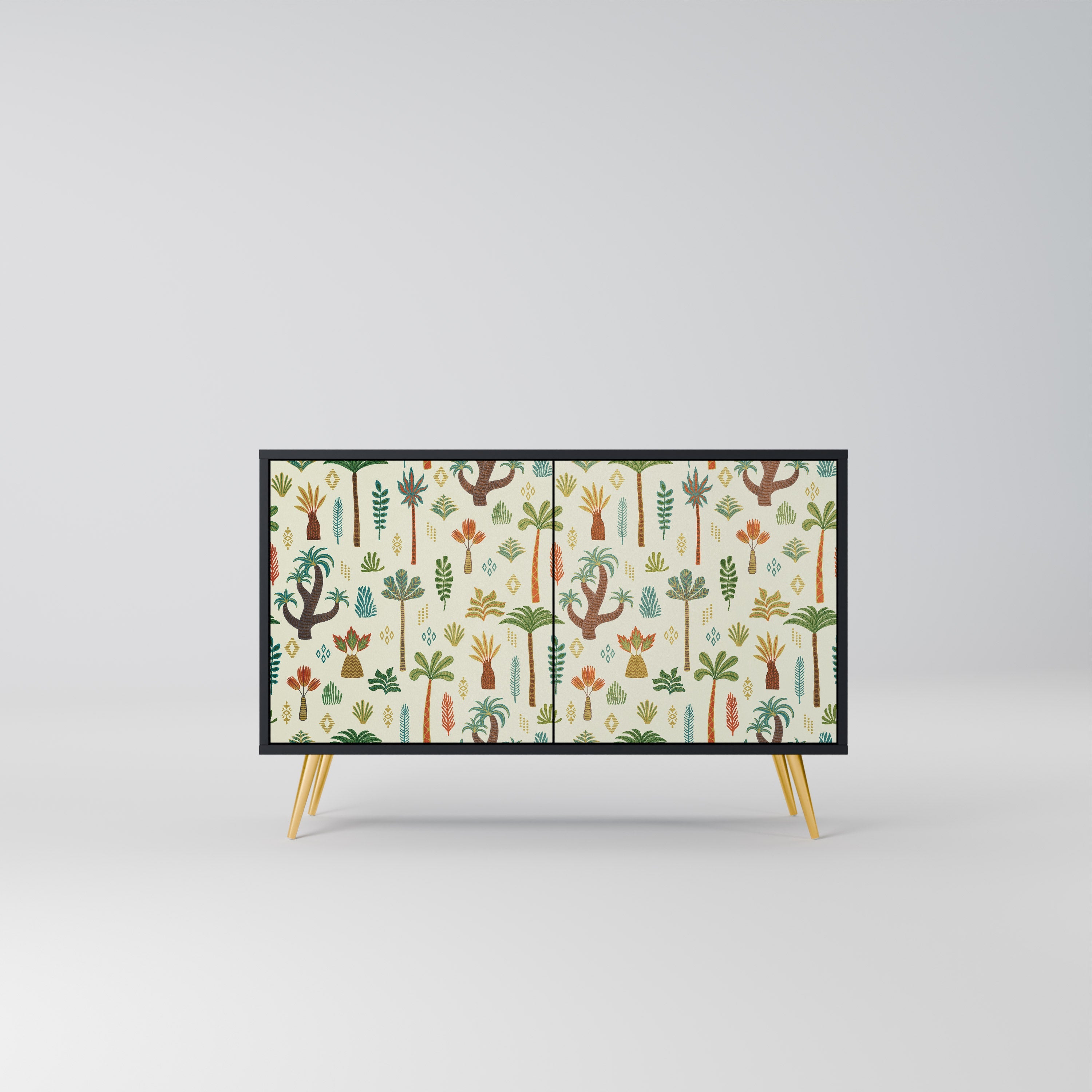 PALM SPRING Sideboard mit 2 Türen in Schwarz