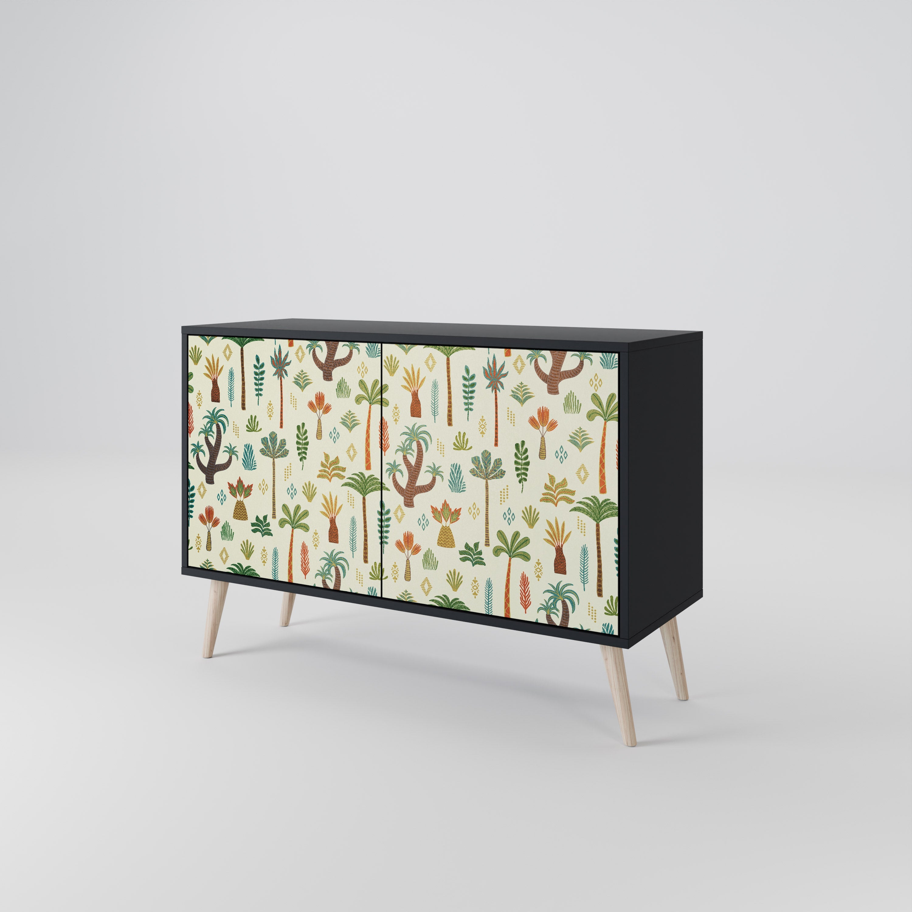 PALM SPRING Sideboard mit 2 Türen in Schwarz
